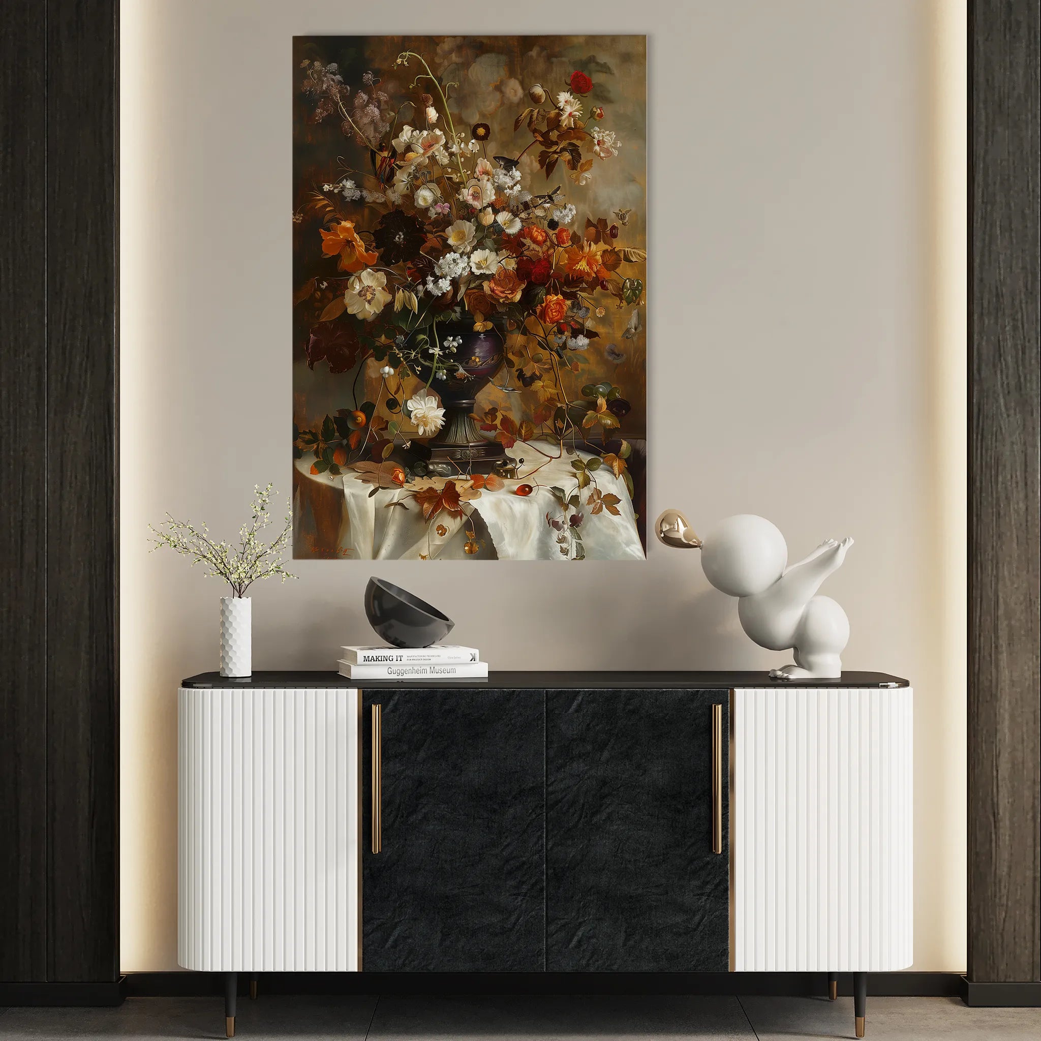Floral 167 Canvas Art 18" x 24" / 45 x 60 cm / Black