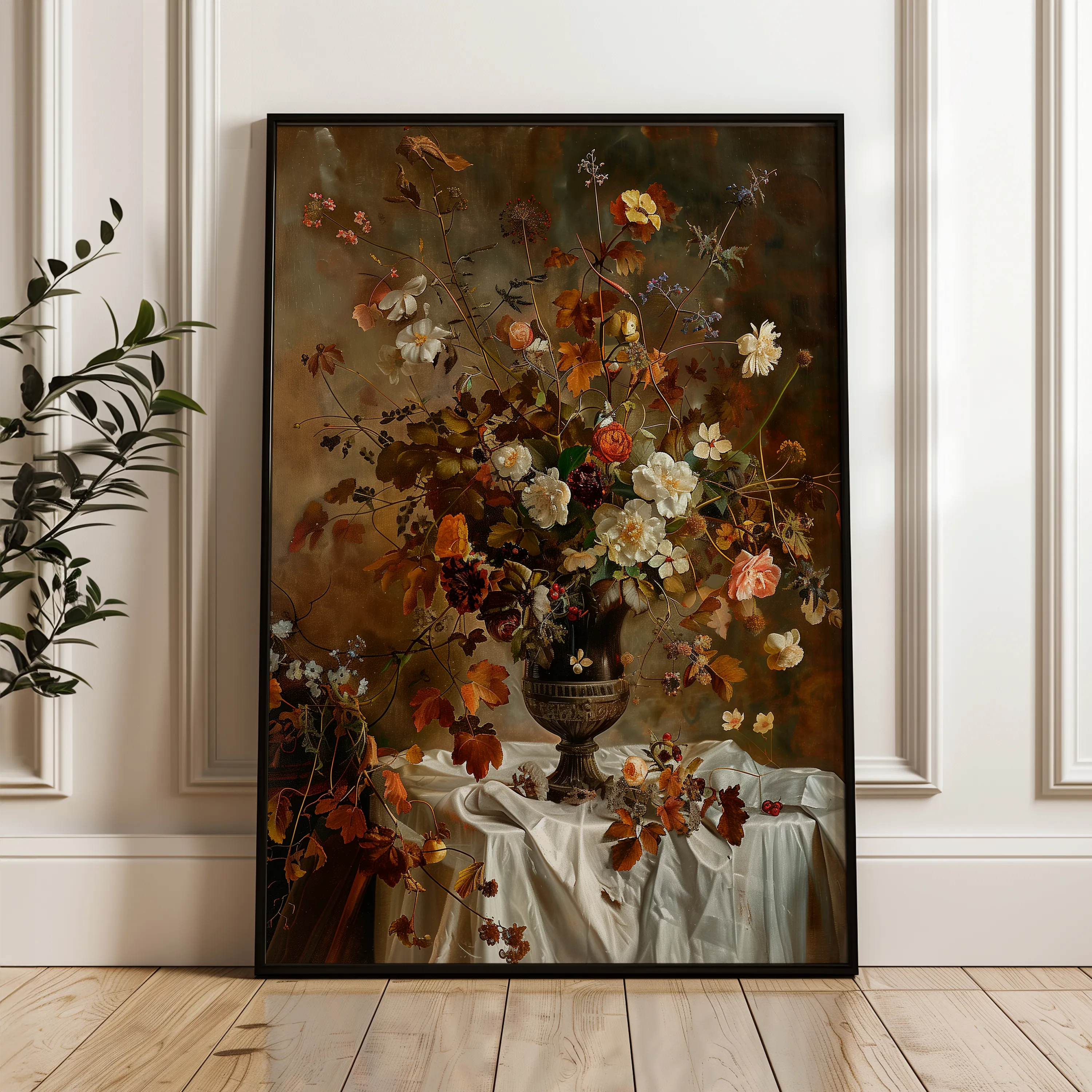 Floral 168 Canvas Art 18" x 24" / 45 x 60 cm / Black