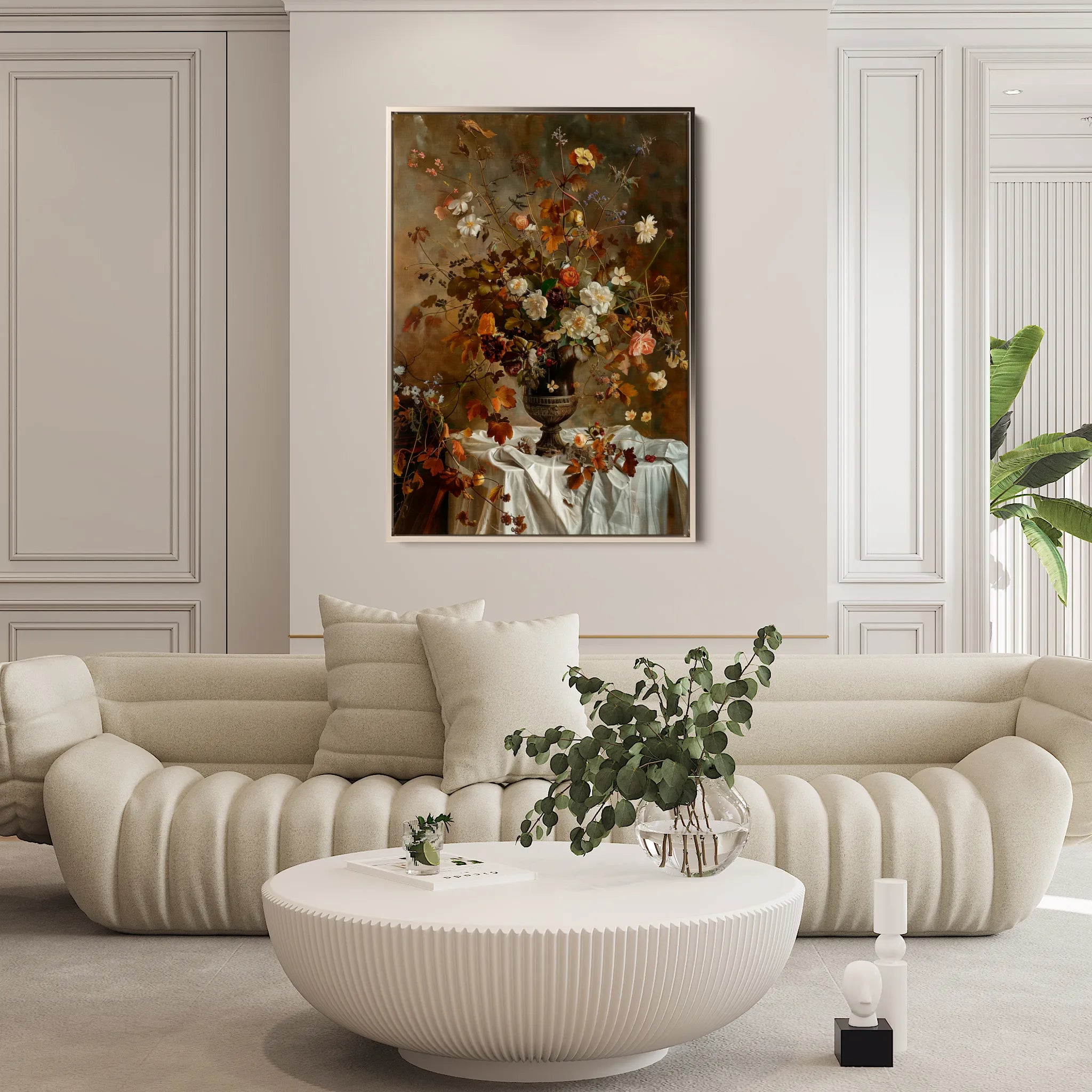 Floral 168 Canvas Art 18" x 24" / 45 x 60 cm / Black