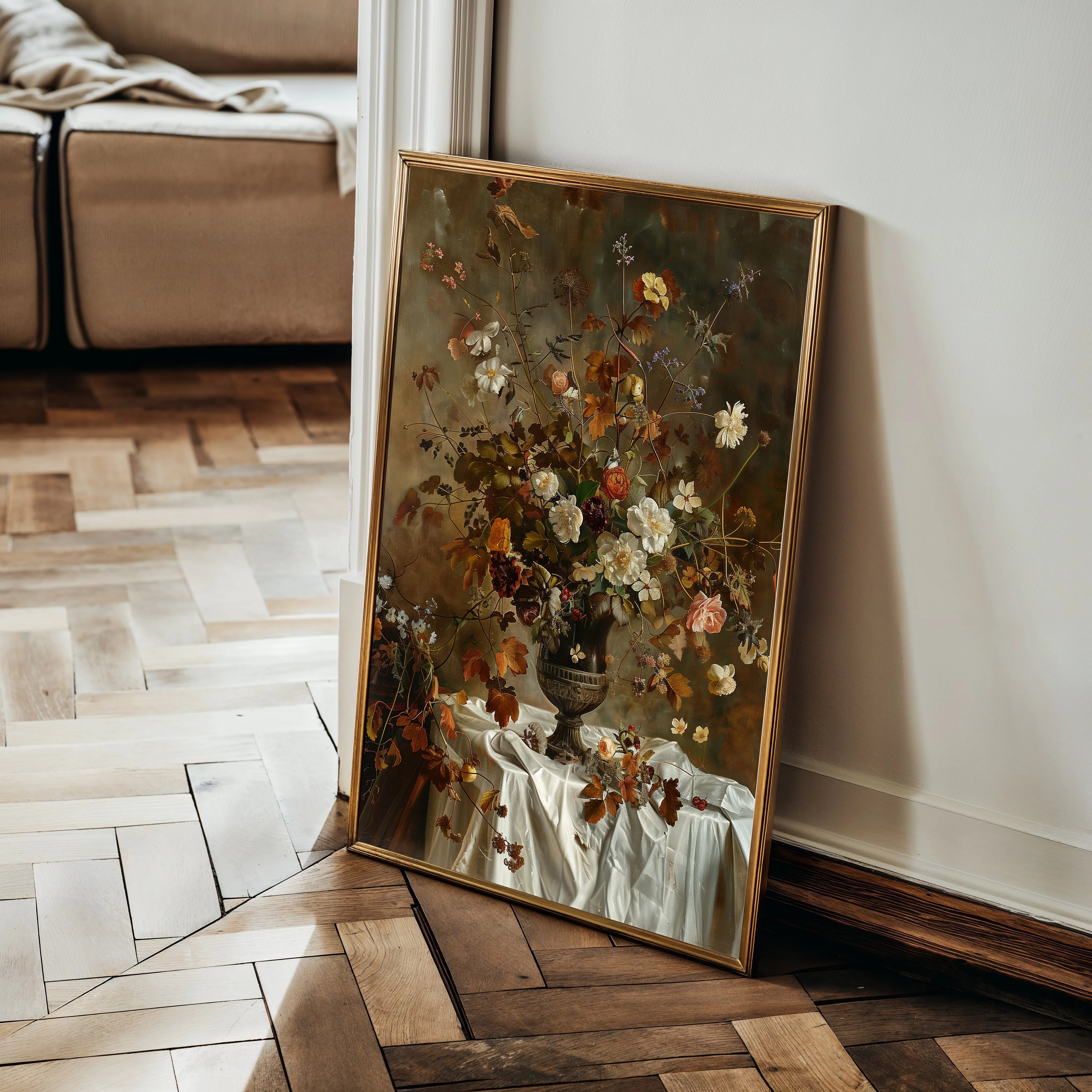 Floral 168 Canvas Art 18" x 24" / 45 x 60 cm / Black
