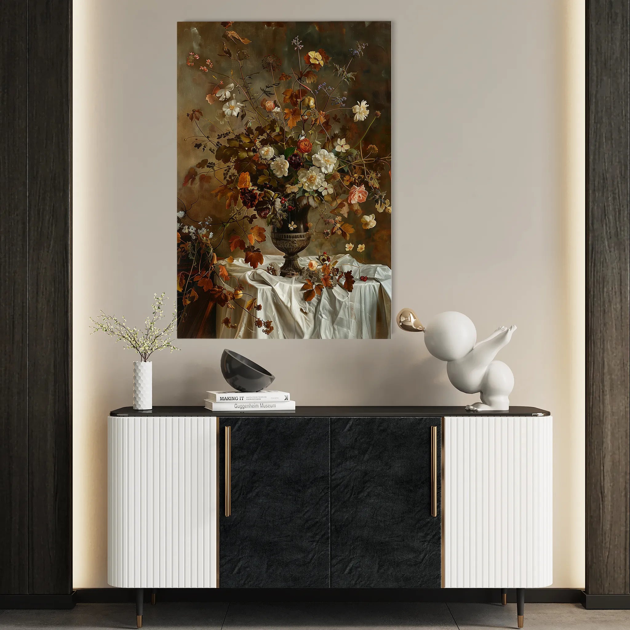 Floral 168 Canvas Art 18" x 24" / 45 x 60 cm / Black