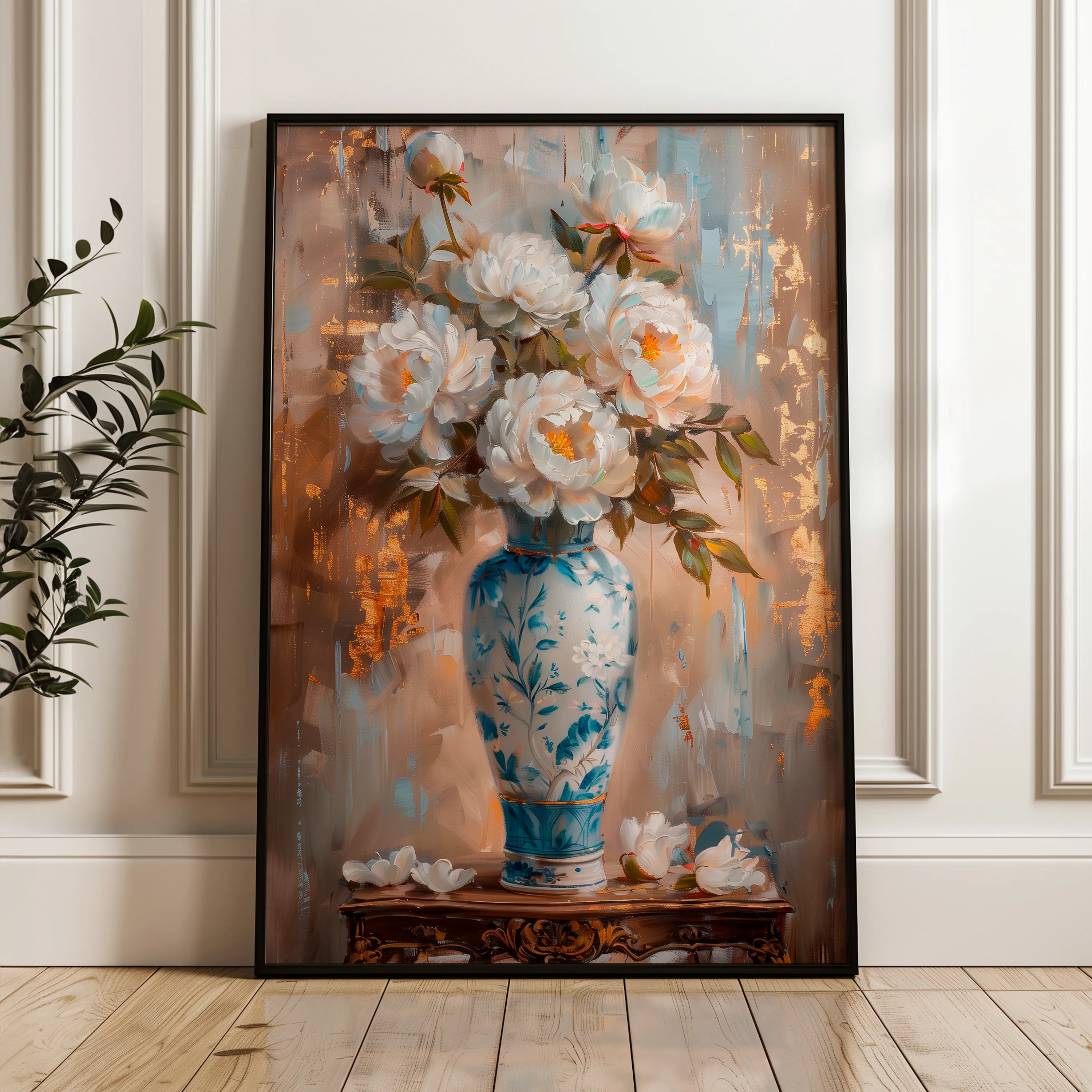 Floral 169 Canvas Art 18" x 24" / 45 x 60 cm / Black