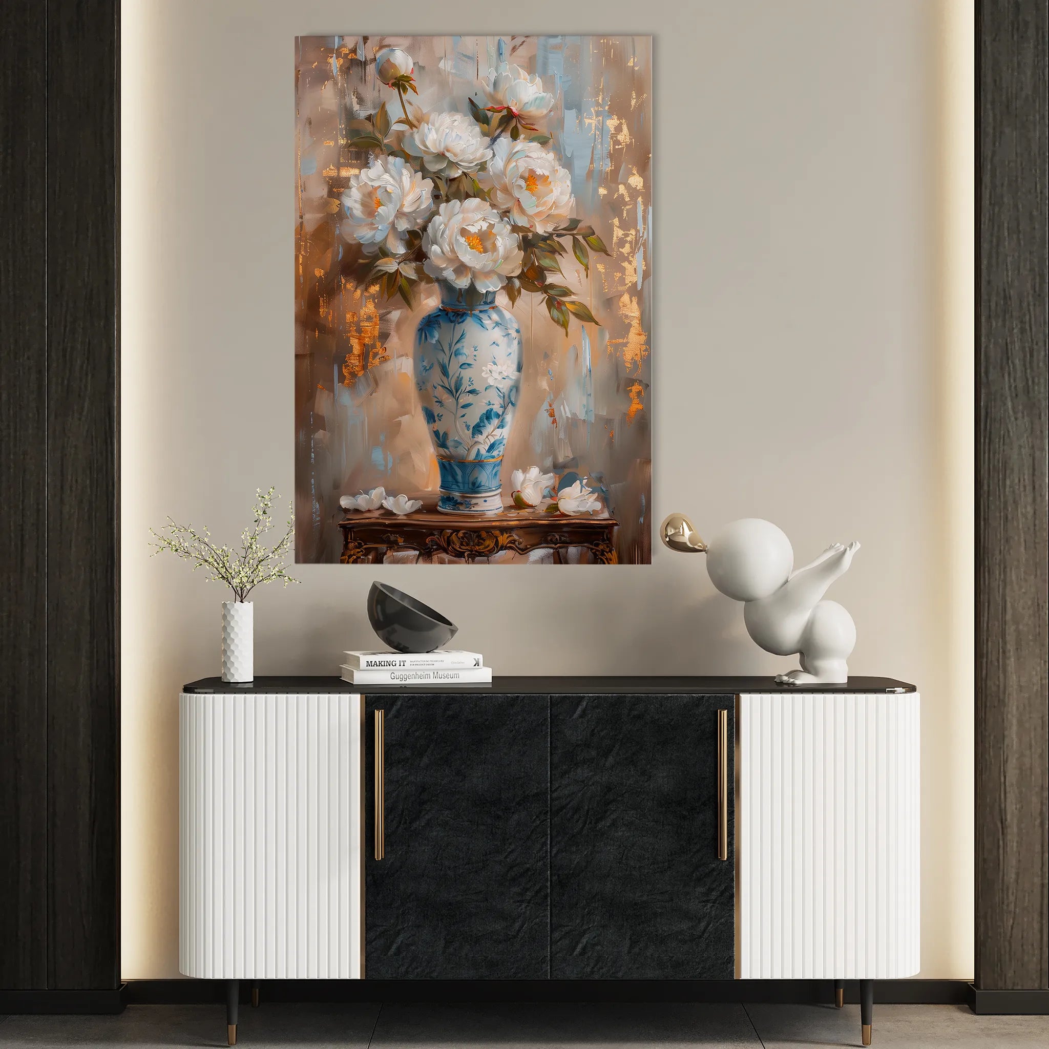 Floral 169 Canvas Art 18" x 24" / 45 x 60 cm / Black