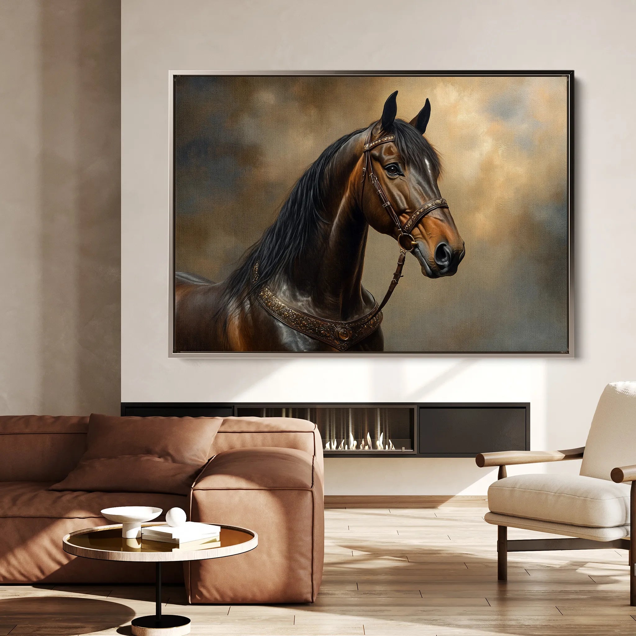 Horses 169 Canvas Art 18" x 24" / 45 x 60 cm / Black