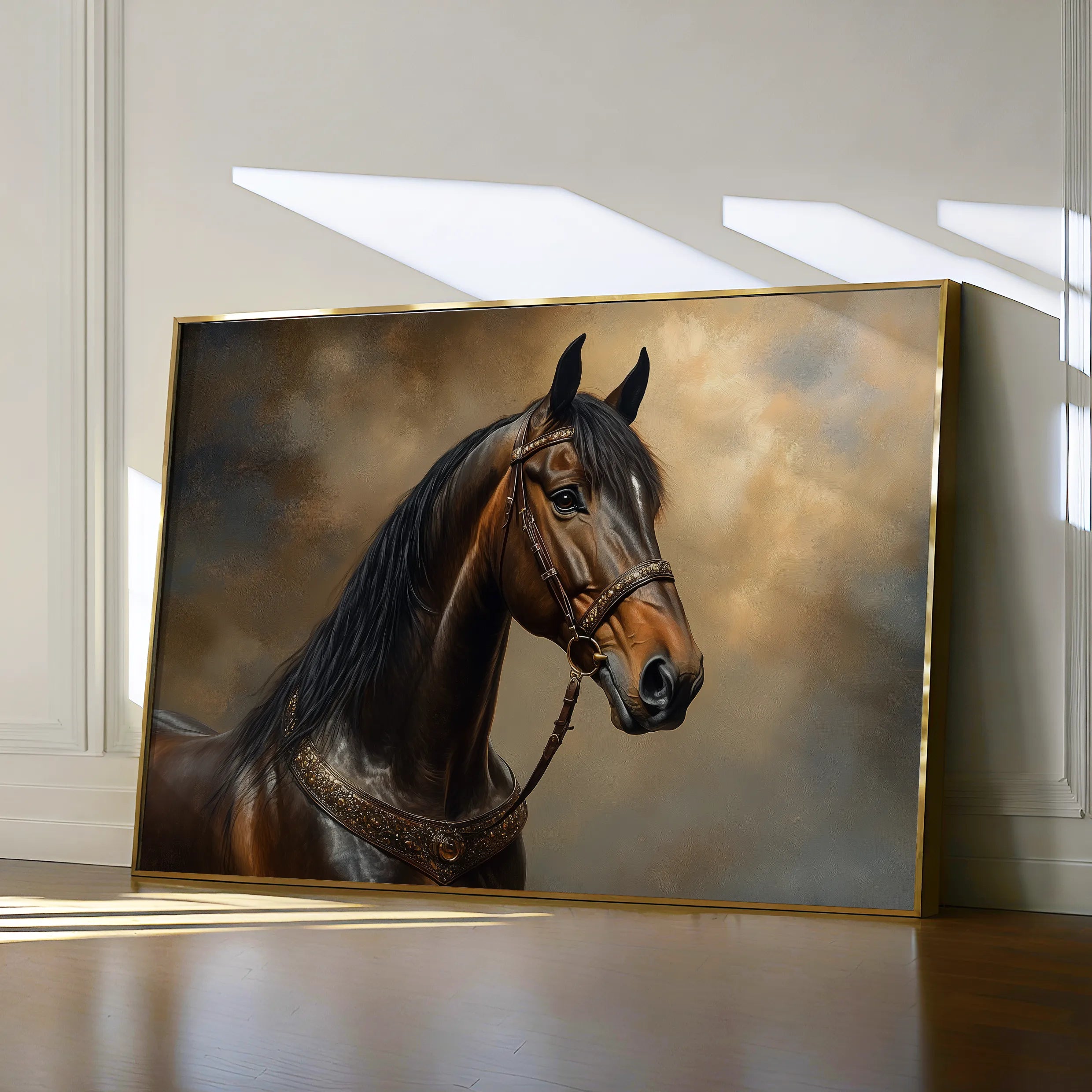 Horses 169 Canvas Art 18" x 24" / 45 x 60 cm / Black