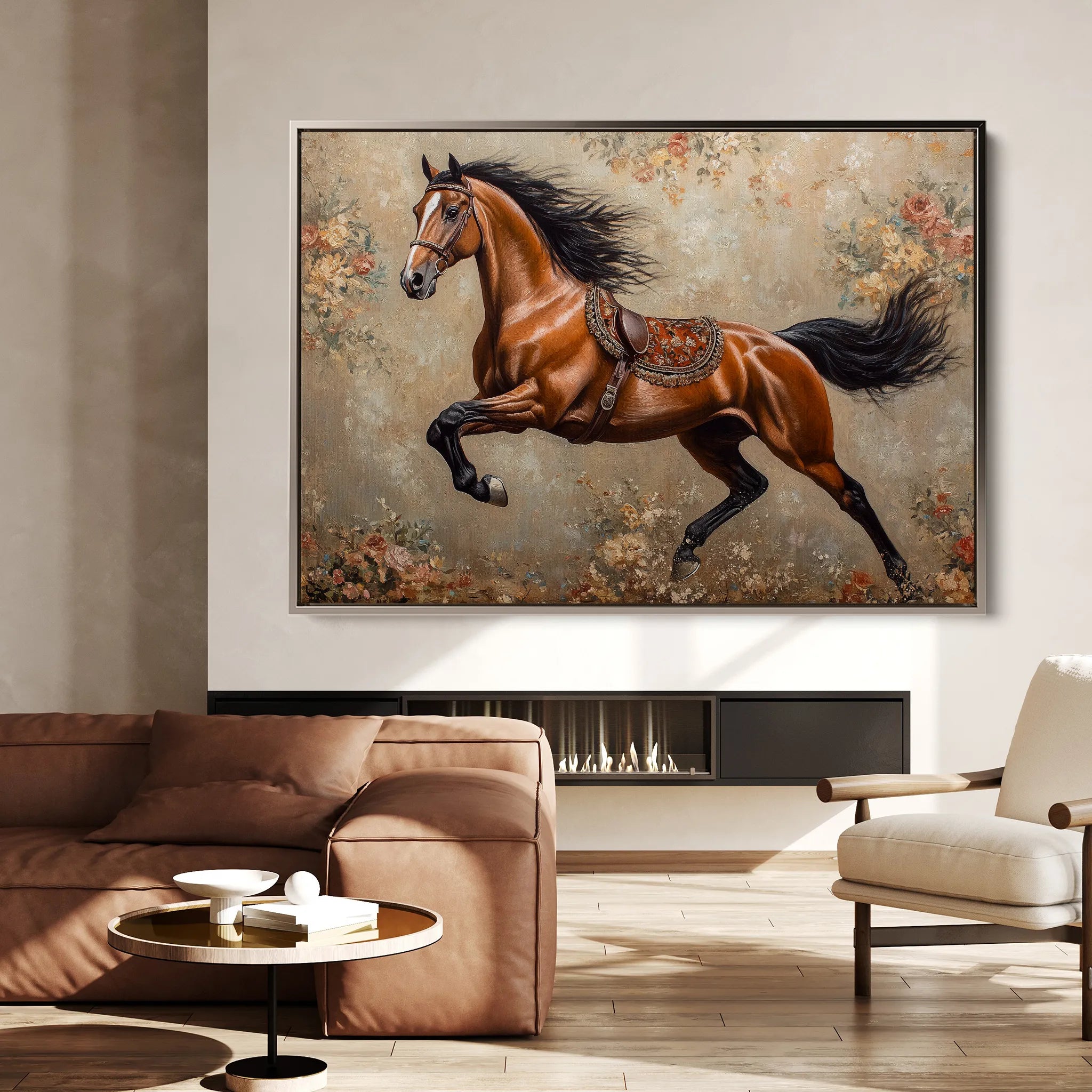 Horses 170 Canvas Art 18" x 24" / 45 x 60 cm / Black