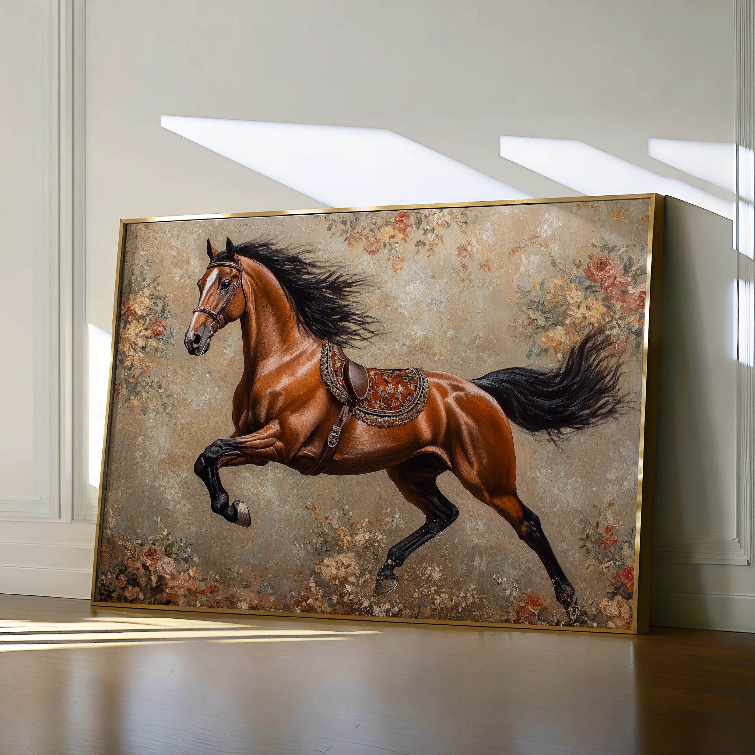 Horses 170 Canvas Art 18" x 24" / 45 x 60 cm / Black