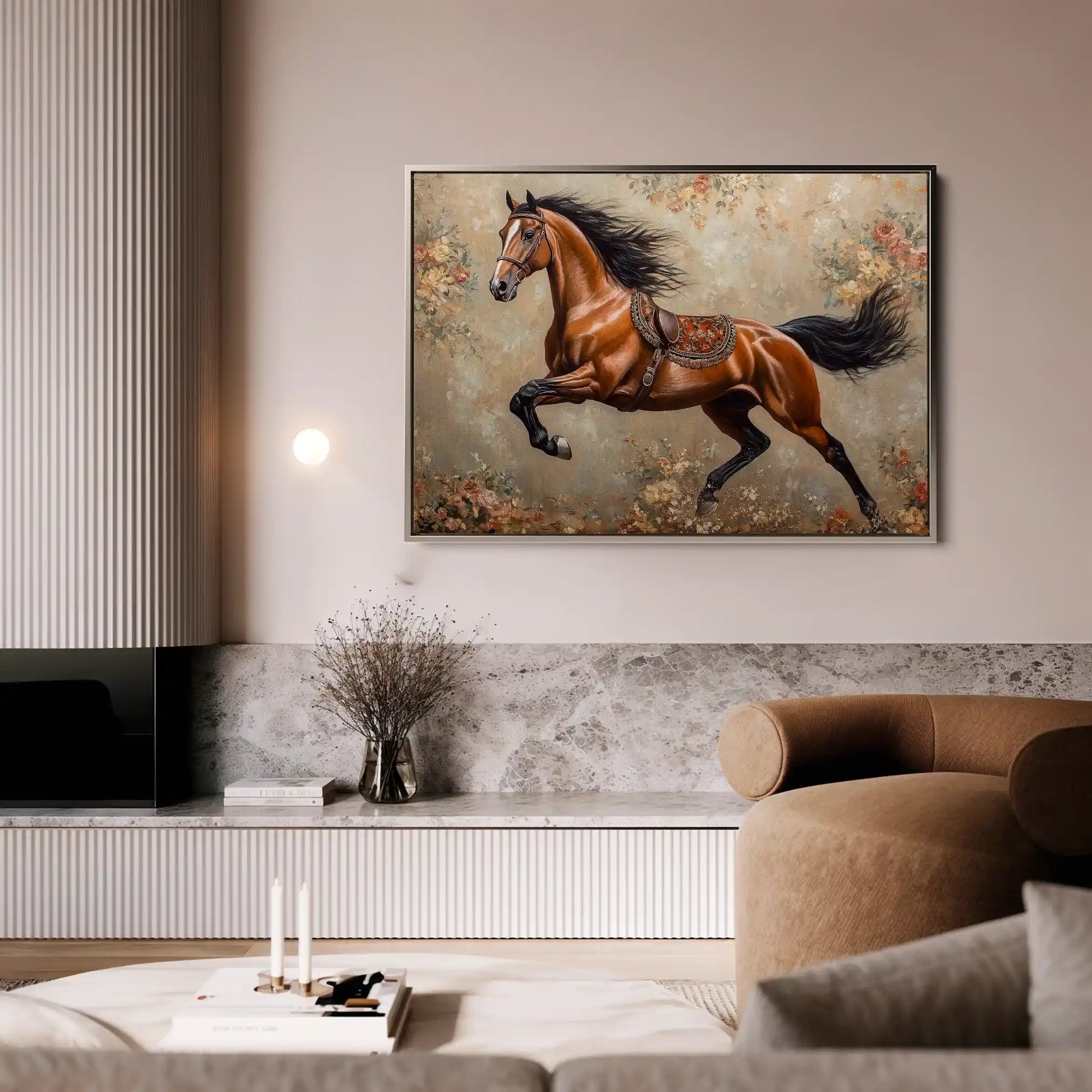 Horses 170 Canvas Art 60 x 40 cm / Black