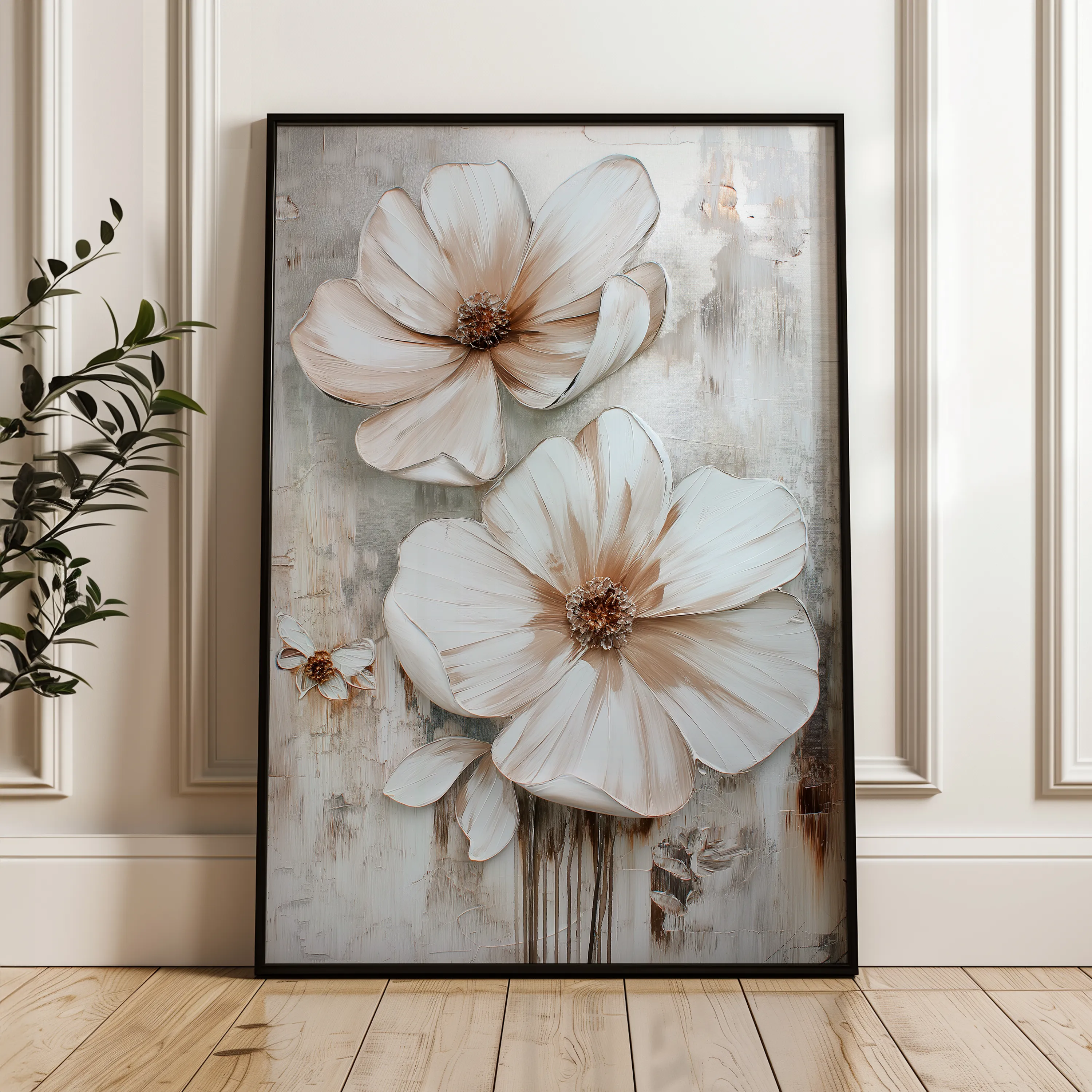 Floral 171 Canvas Art 18" x 24" / 45 x 60 cm / Black