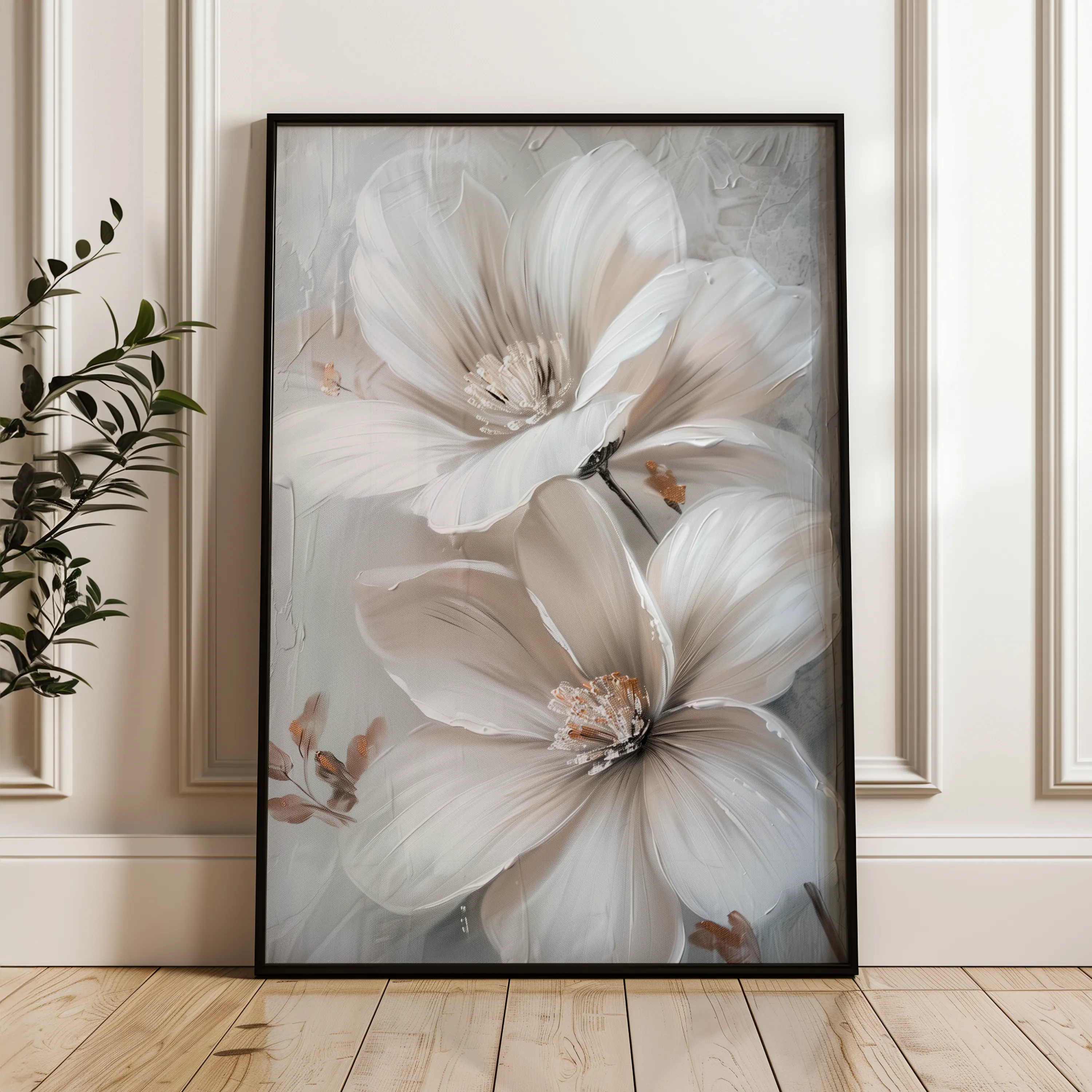 Floral 172 Canvas Art 18" x 24" / 45 x 60 cm / Black