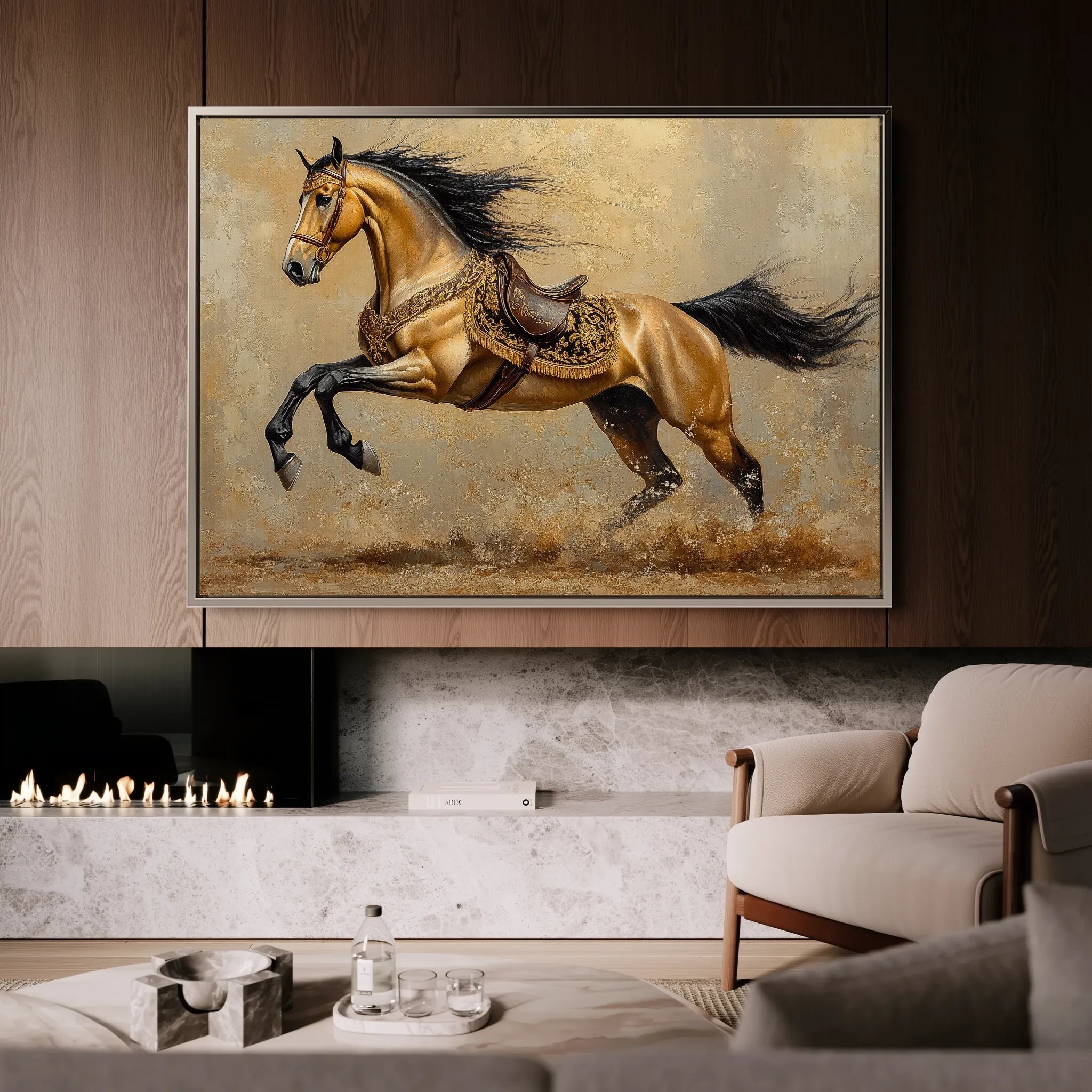 Horses 172 Canvas Art 18" x 24" / 45 x 60 cm / Black