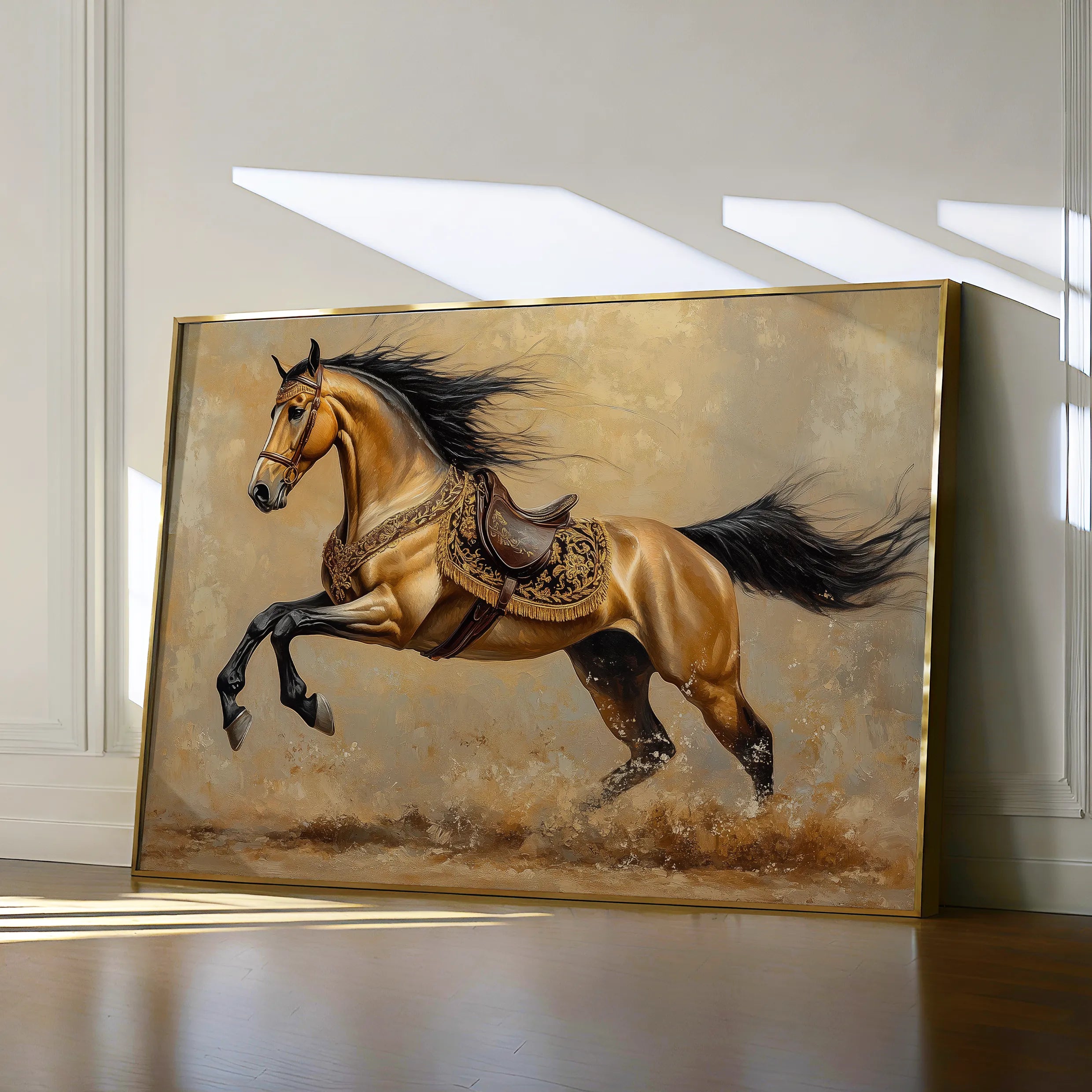 Horses 172 Canvas Art 18" x 24" / 45 x 60 cm / Black