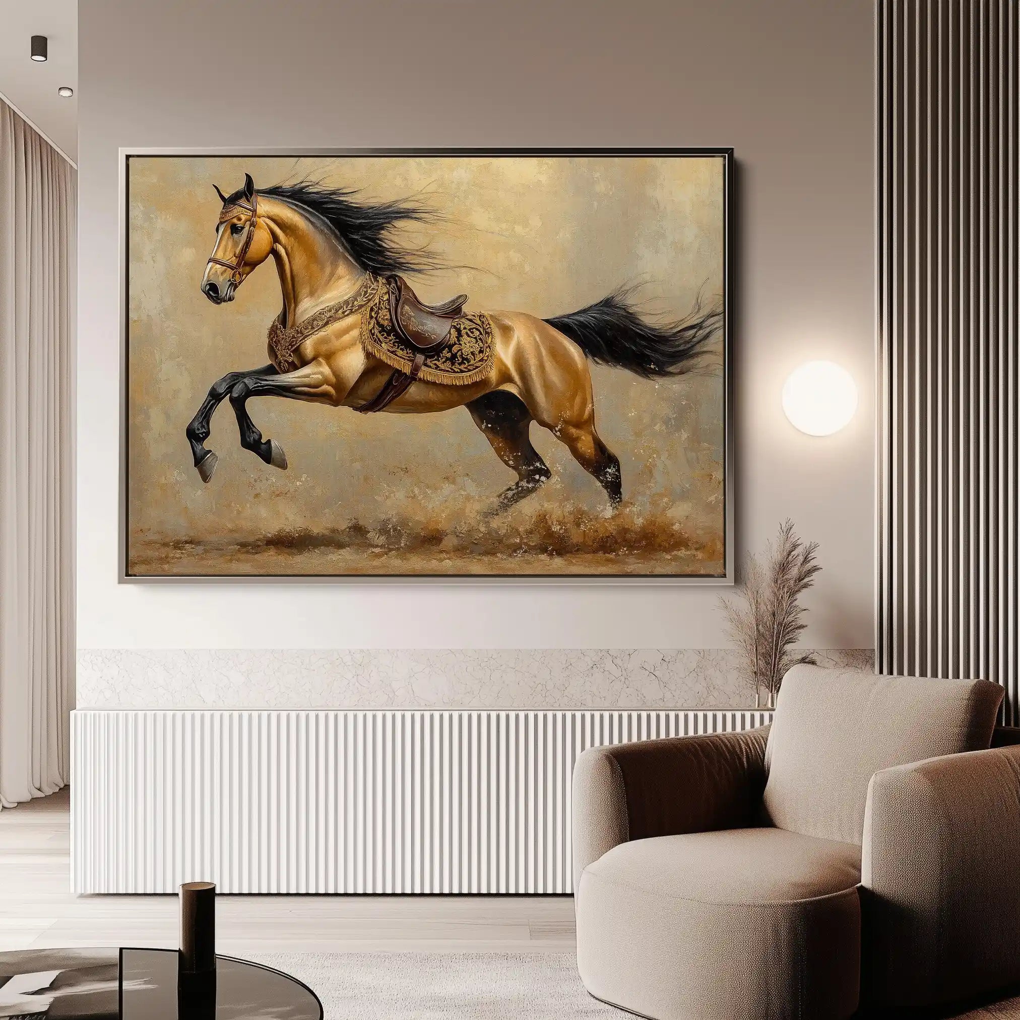 Horses 172 Canvas Art 60 x 40 cm / Black