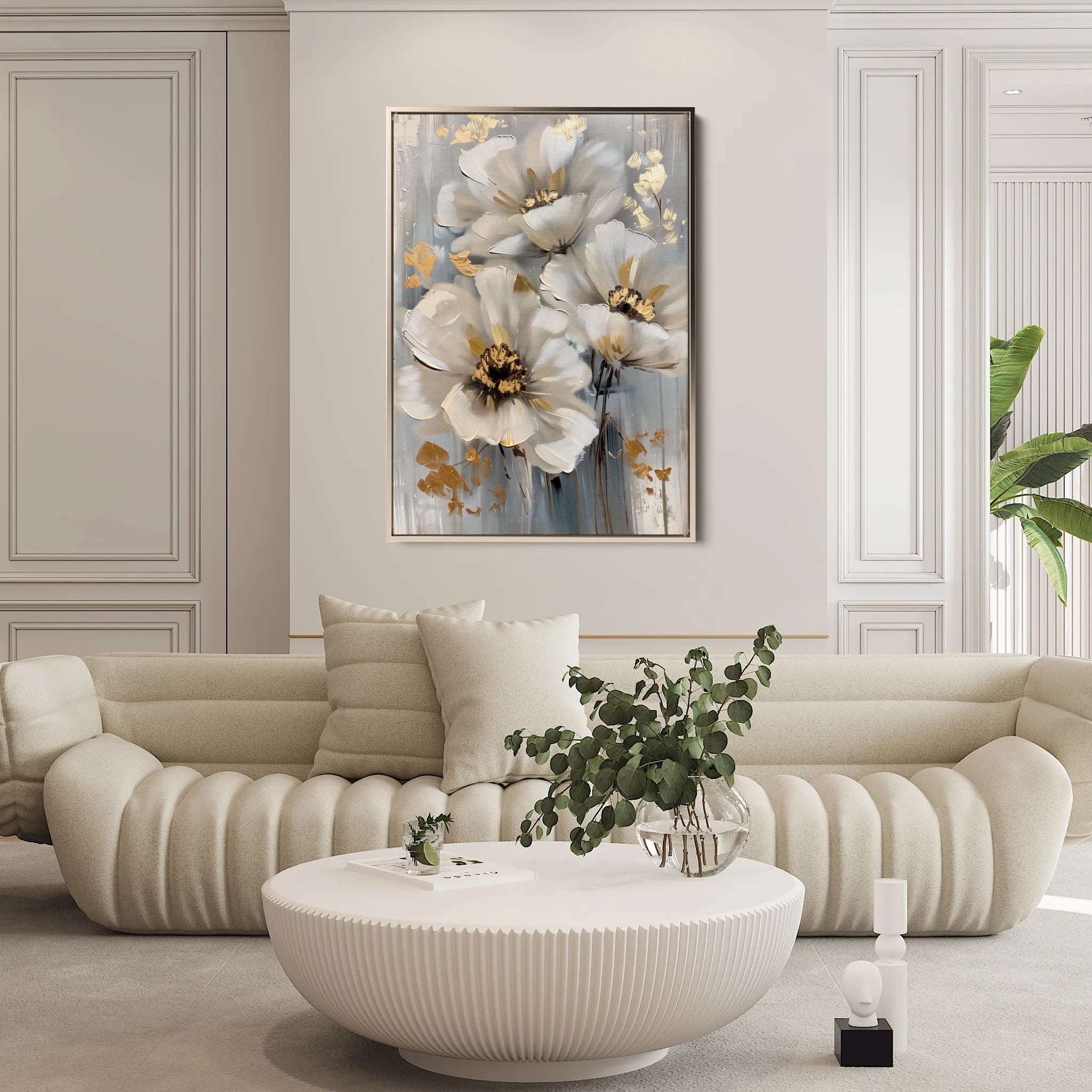 Floral 173 Canvas Art 18" x 24" / 45 x 60 cm / Black