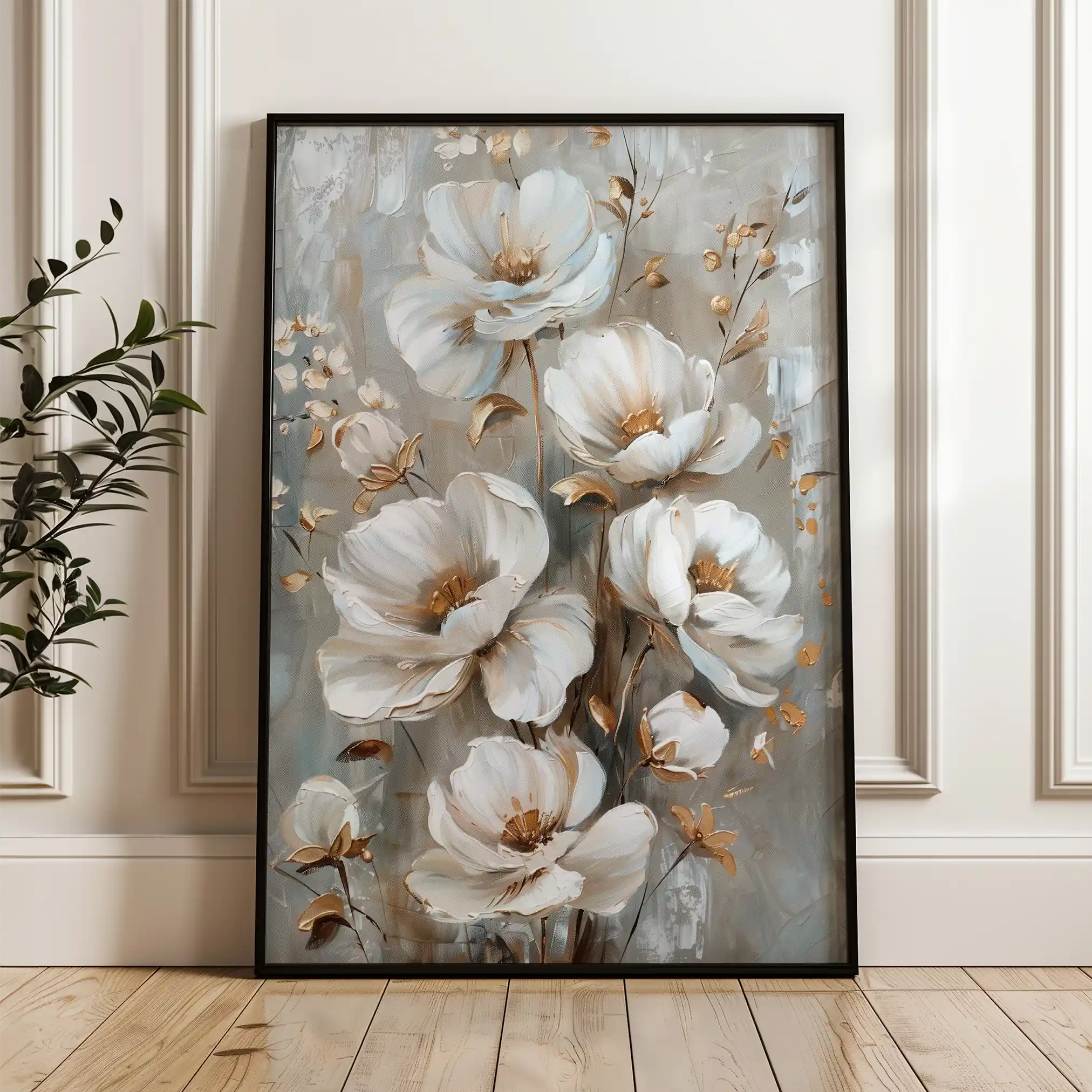 Floral 174 Canvas Art 60 x 40 cm / Black