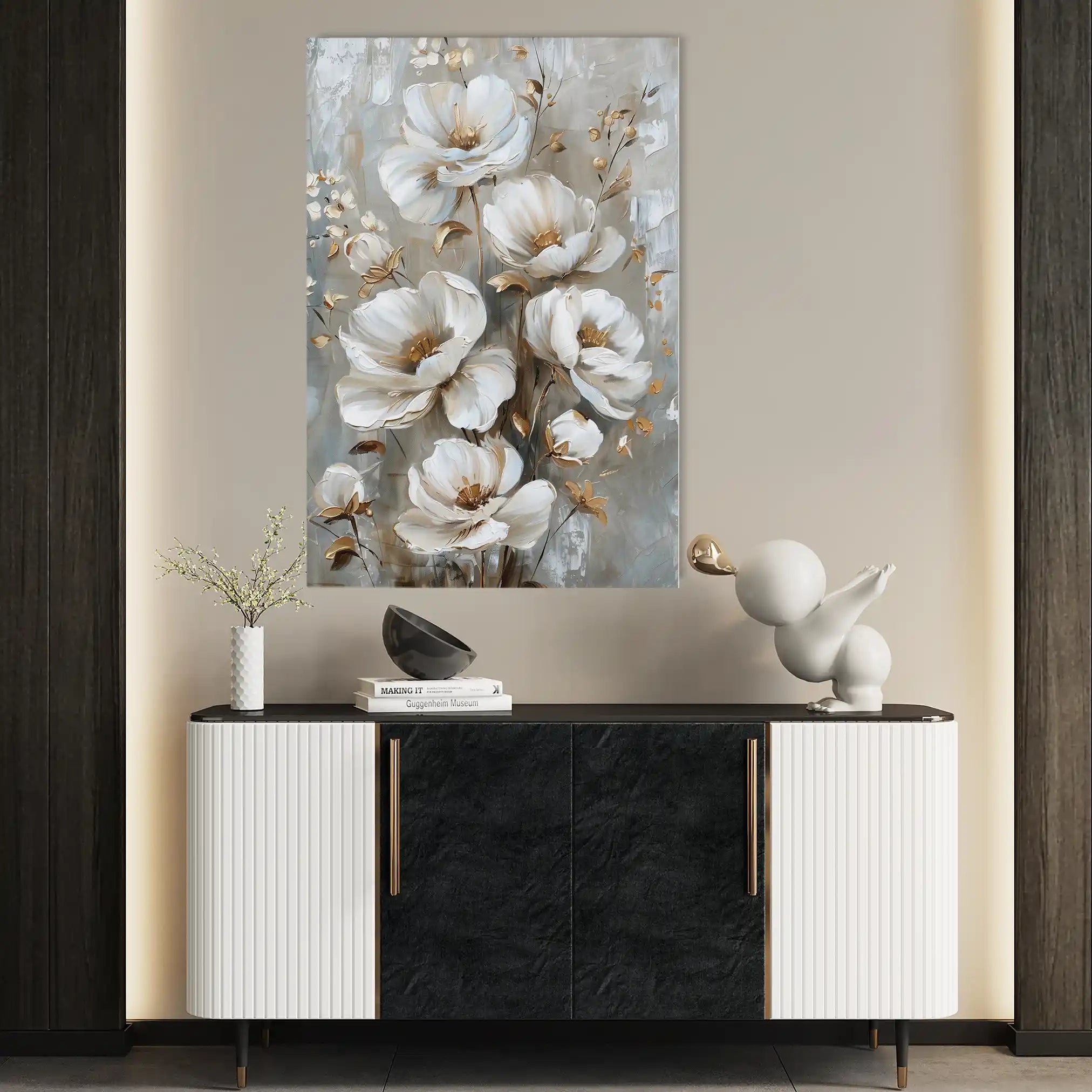 Floral 174 Canvas Art 60 x 40 cm / Black