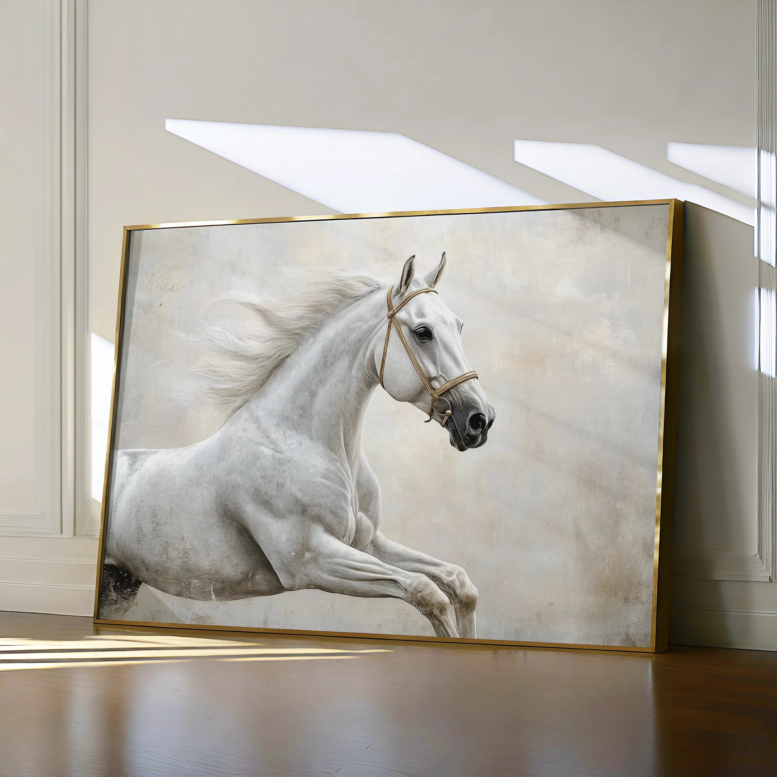 Horses 174 Canvas Art 18" x 24" / 45 x 60 cm / Black