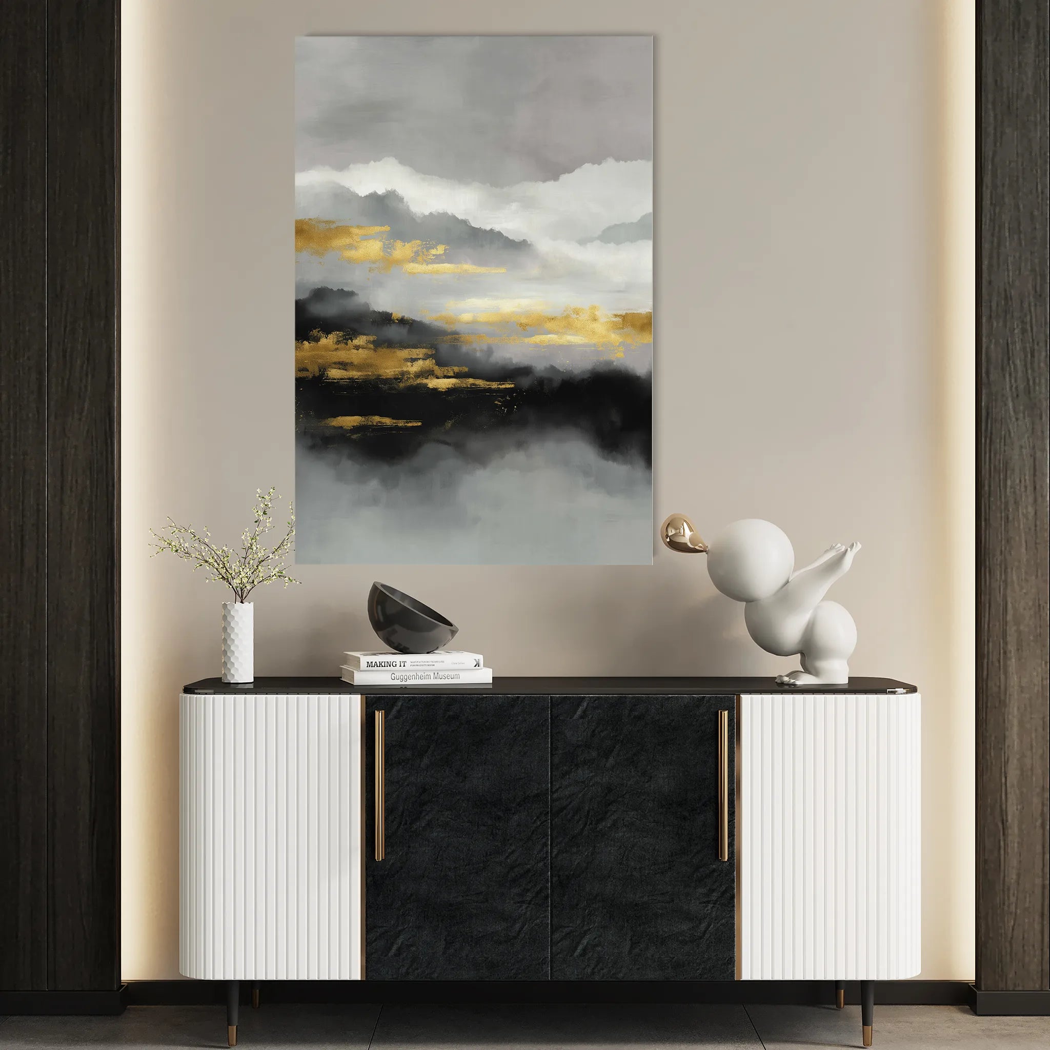 Abstract 1748 Canvas Art 18" x 24" / 45 x 60 cm / Black