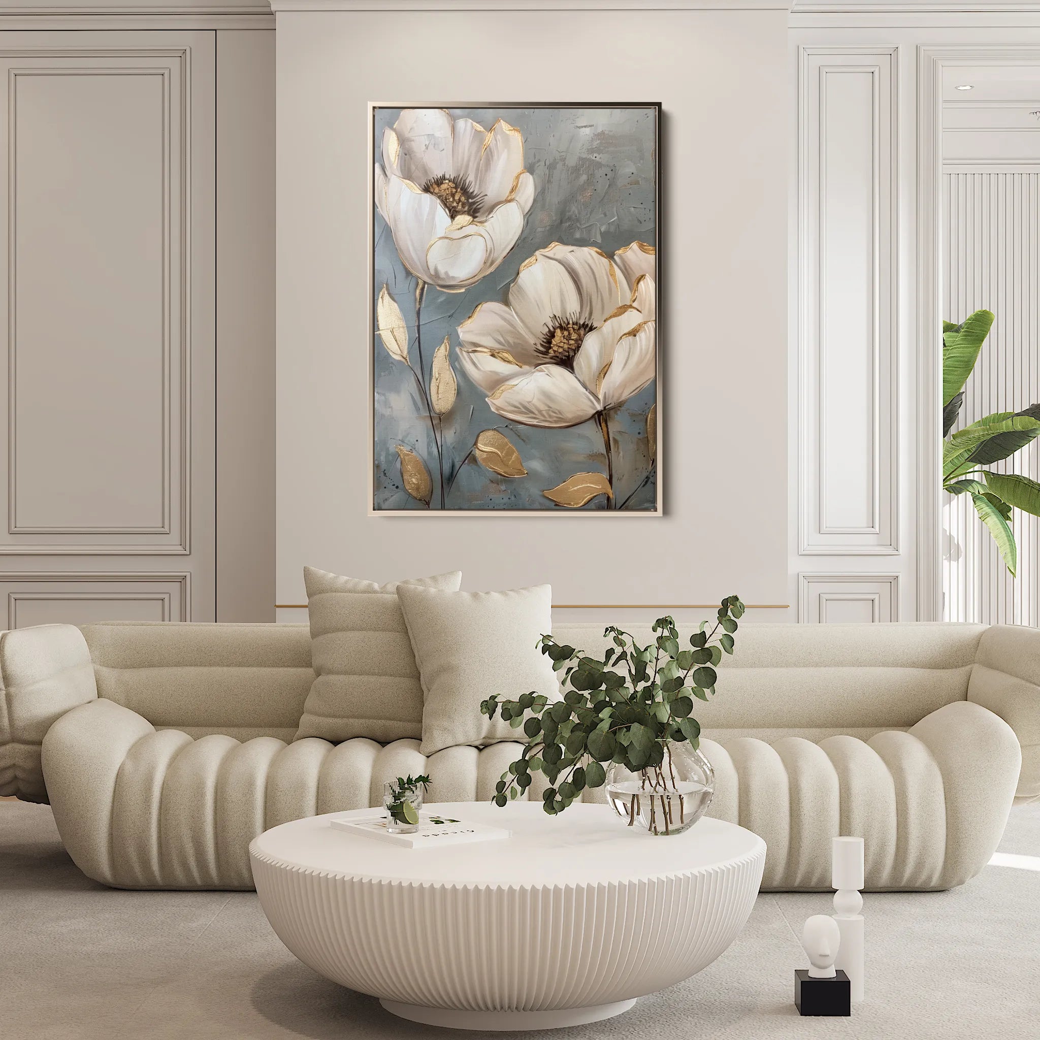 Floral 175 Canvas Art 18" x 24" / 45 x 60 cm / Black