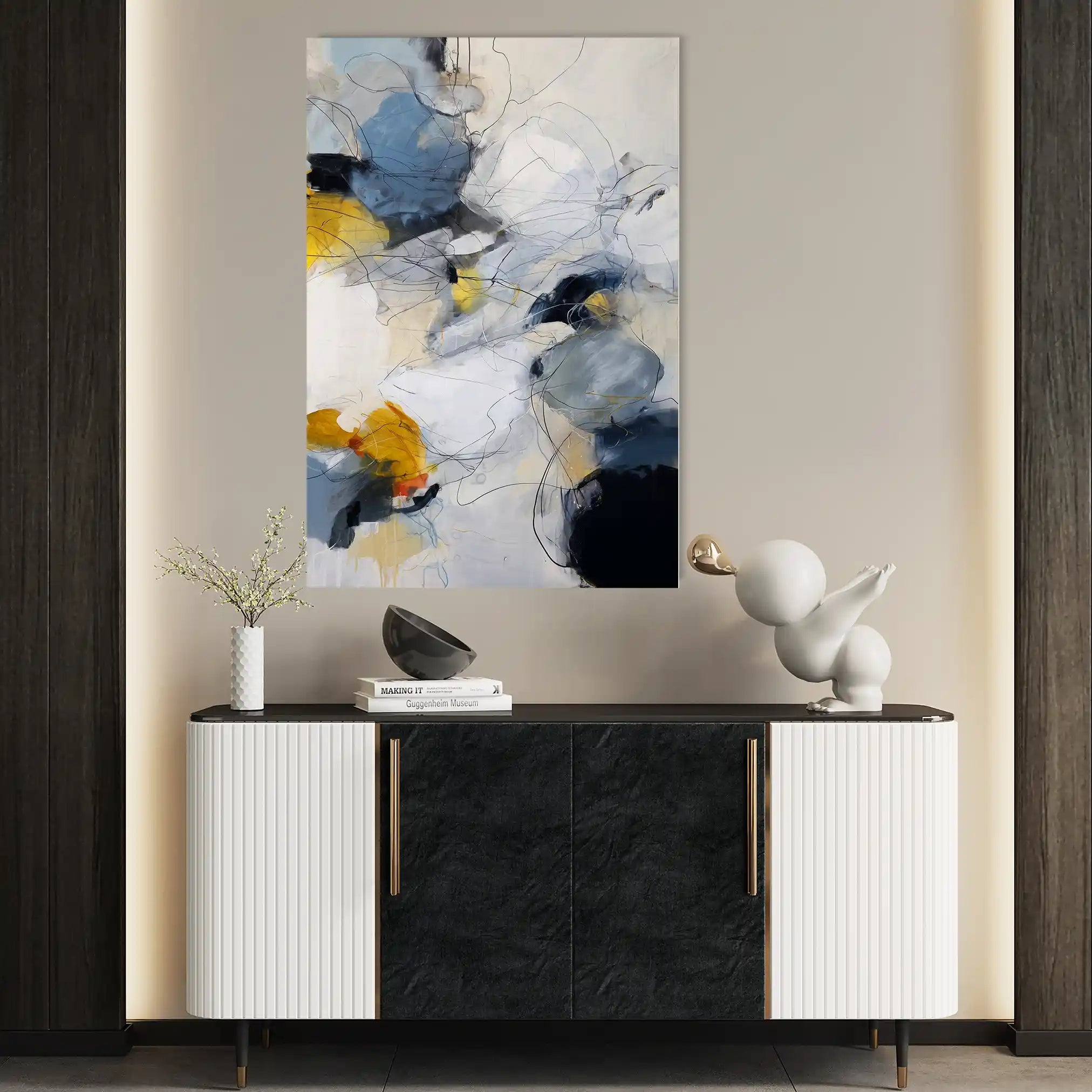 Abstract 1750 Canvas Art 18" x 24" / 45 x 60 cm / Black