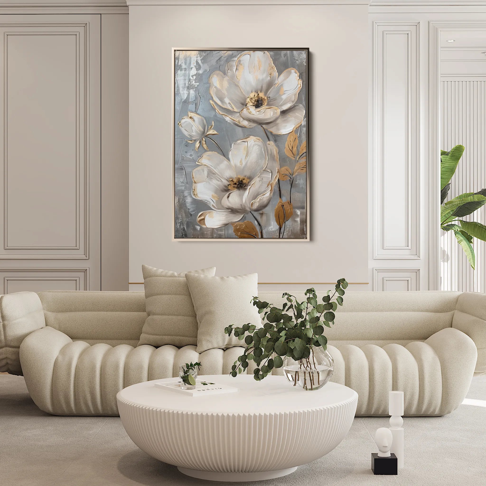 Floral 176 Canvas Art 18" x 24" / 45 x 60 cm / Black