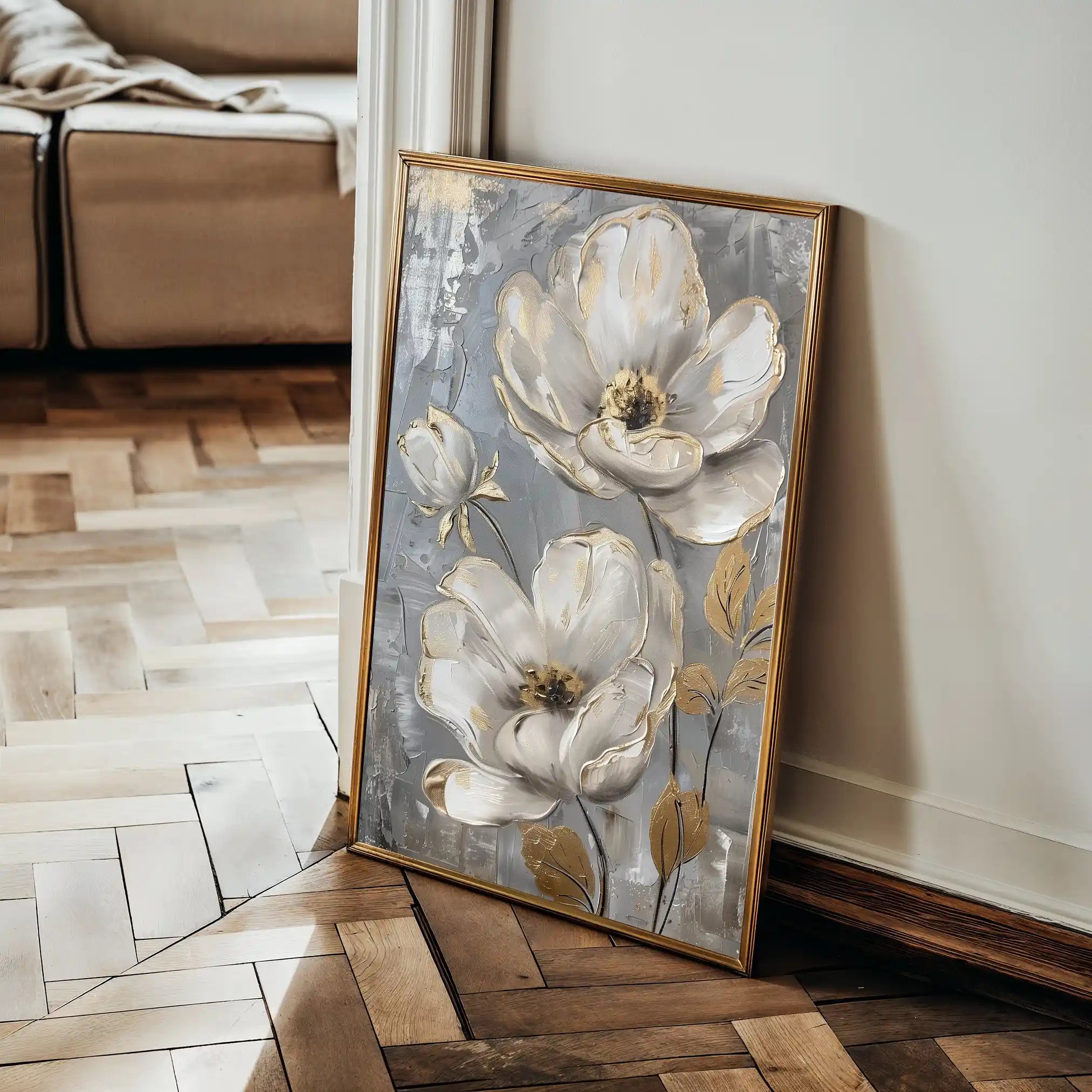 Floral 176 Canvas Art 60 x 40 cm / Black