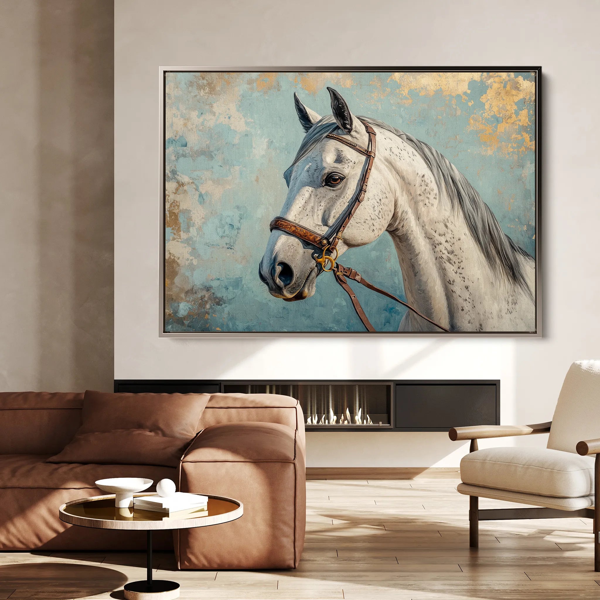 Horses 176 Canvas Art 18" x 24" / 45 x 60 cm / Black
