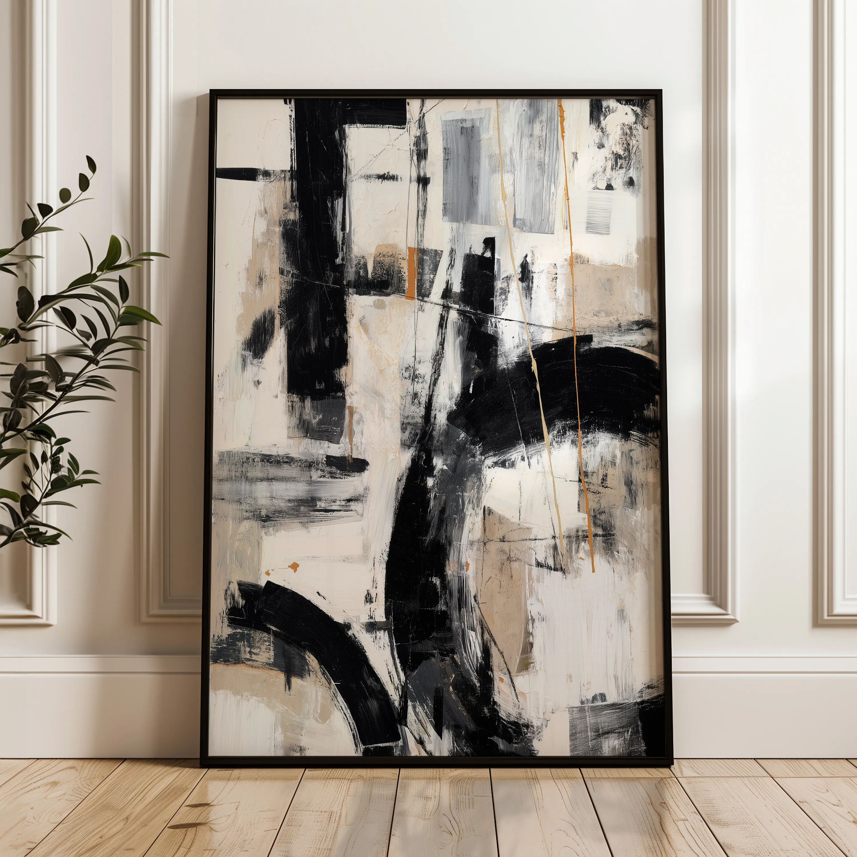 Abstract 1762 Canvas Art 18" x 24" / 45 x 60 cm / Black