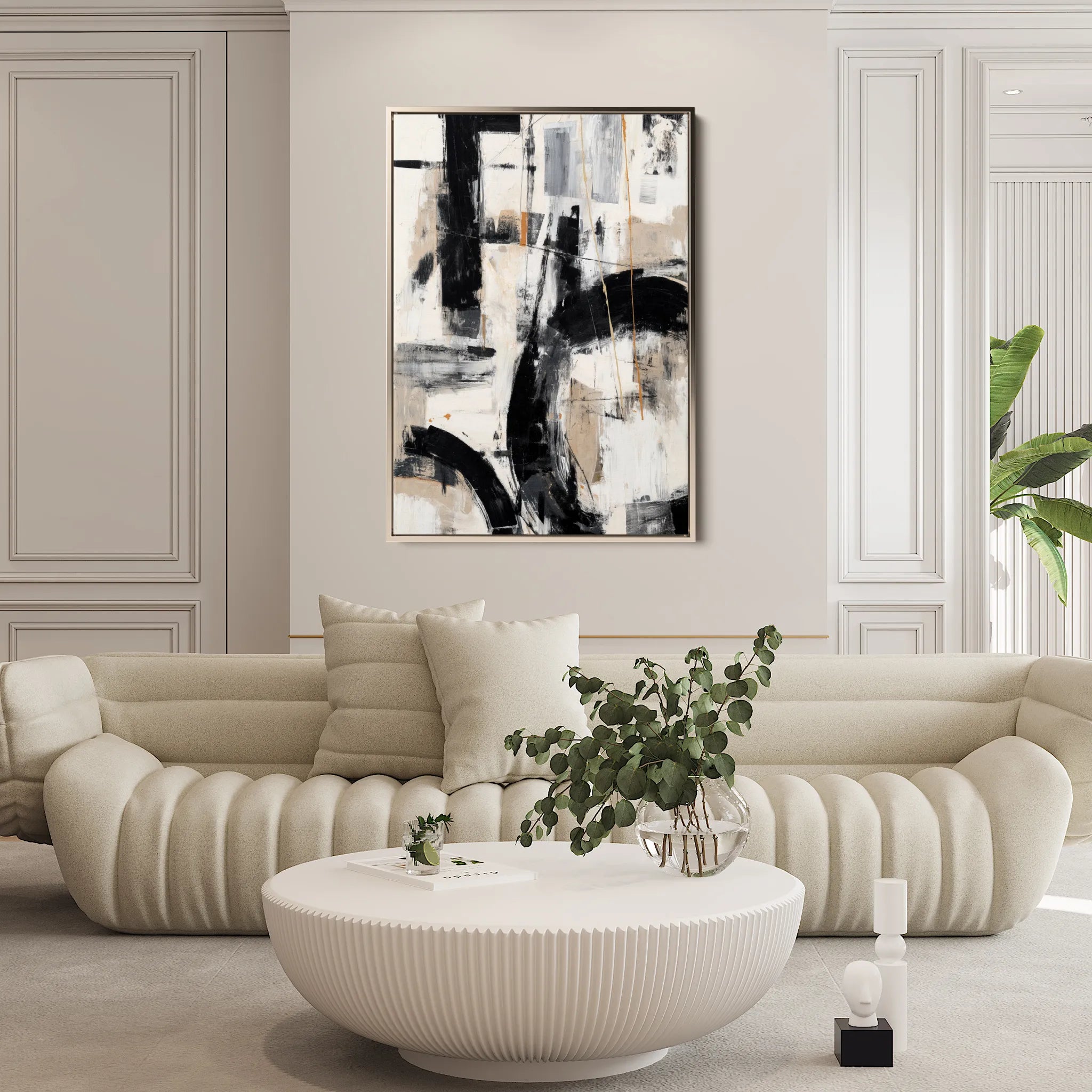 Abstract 1762 Canvas Art 18" x 24" / 45 x 60 cm / Black