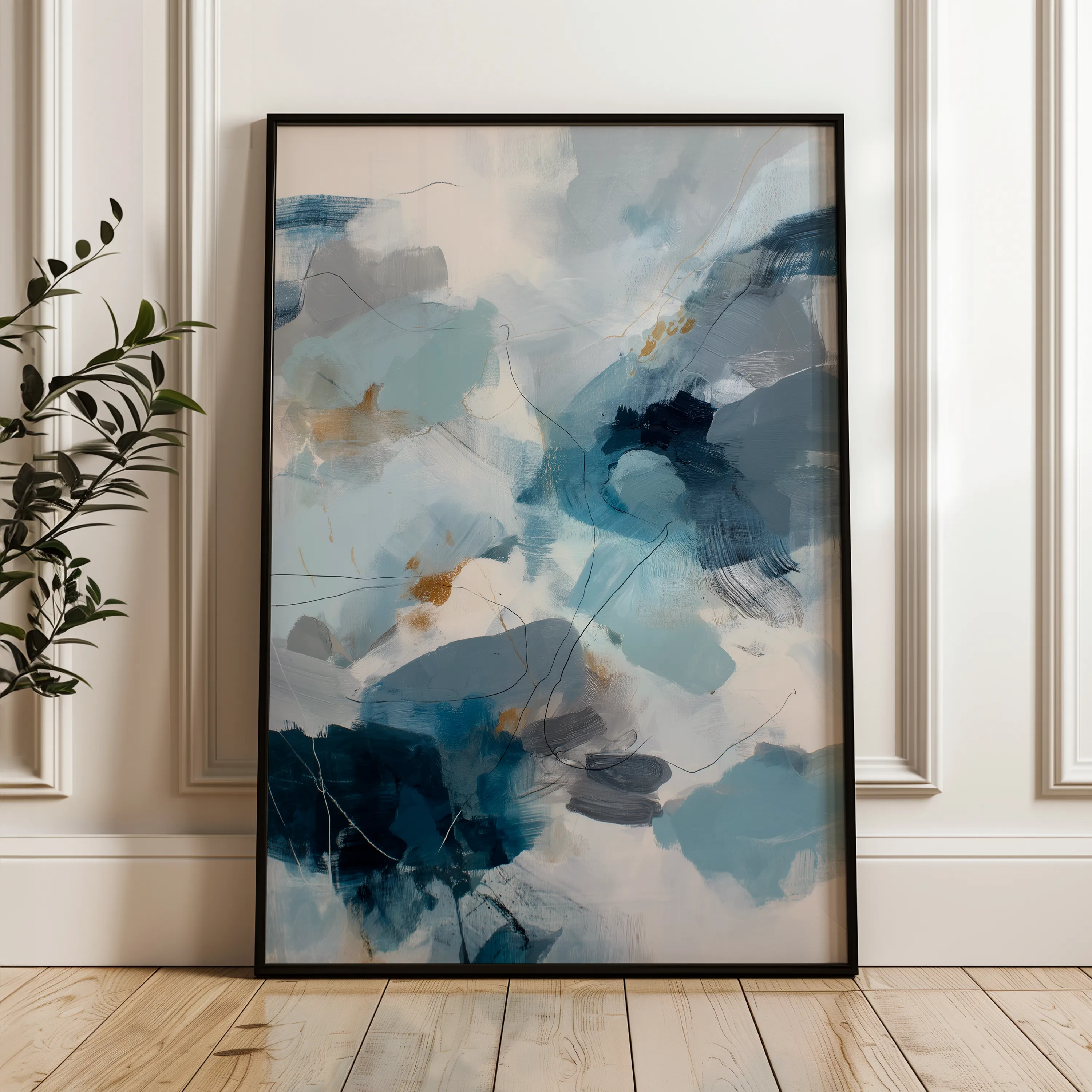 Abstract 1765 Canvas Art 18" x 24" / 45 x 60 cm / Black