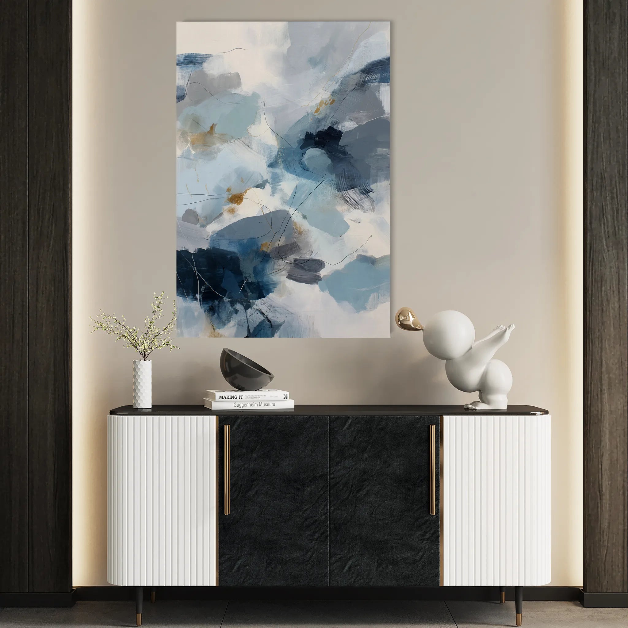 Abstract 1765 Canvas Art 18" x 24" / 45 x 60 cm / Black