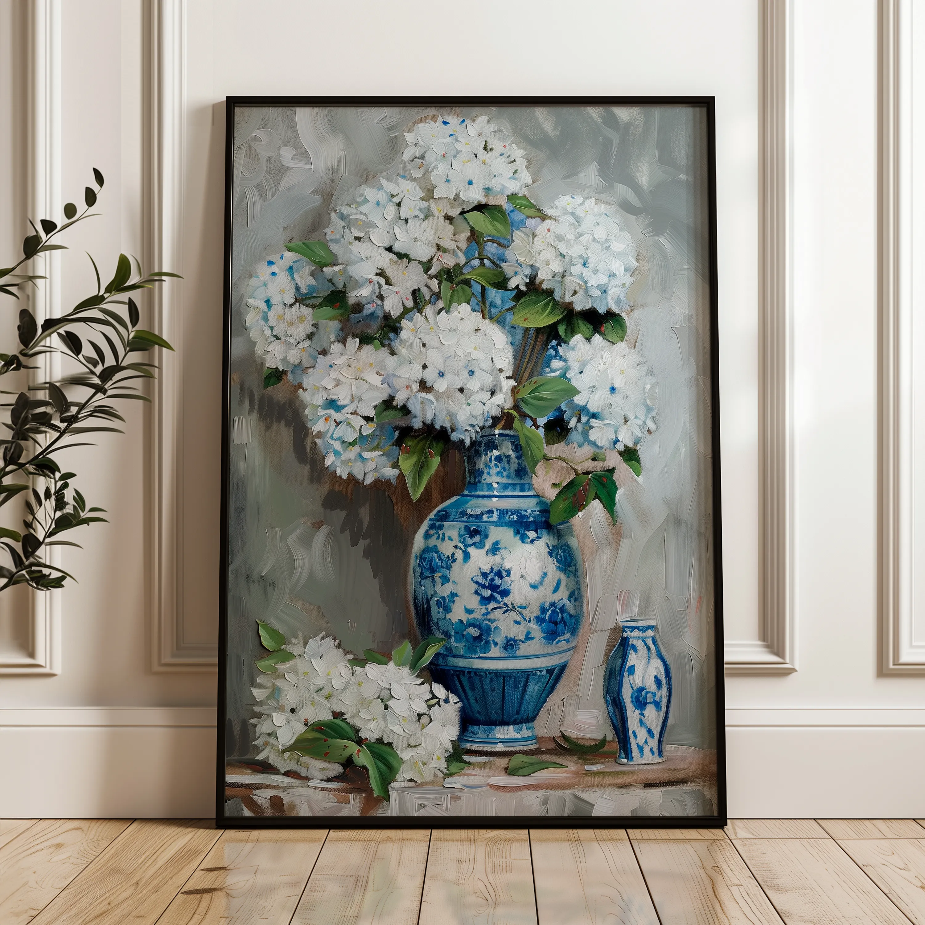 Floral 177 Canvas Art 18" x 24" / 45 x 60 cm / Black