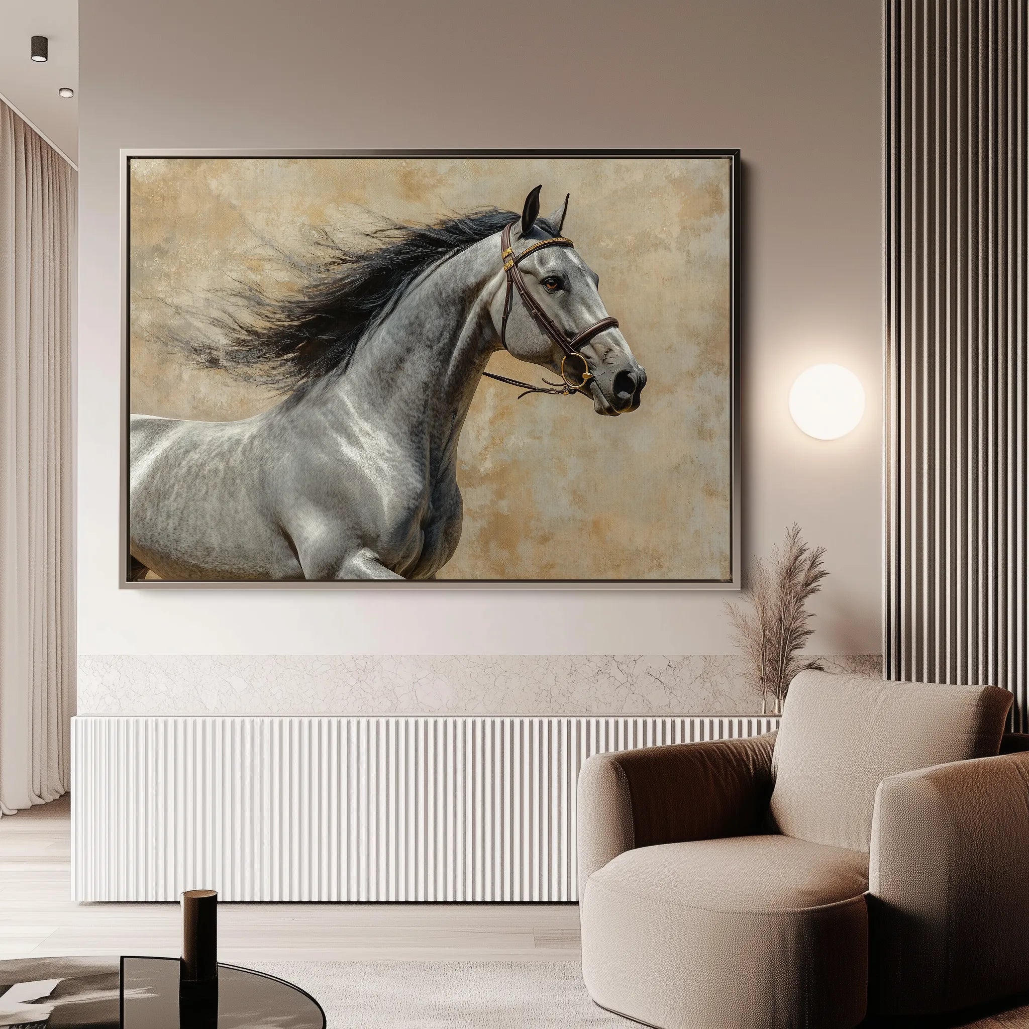 Horses 177 Canvas Art 18" x 24" / 45 x 60 cm / Black