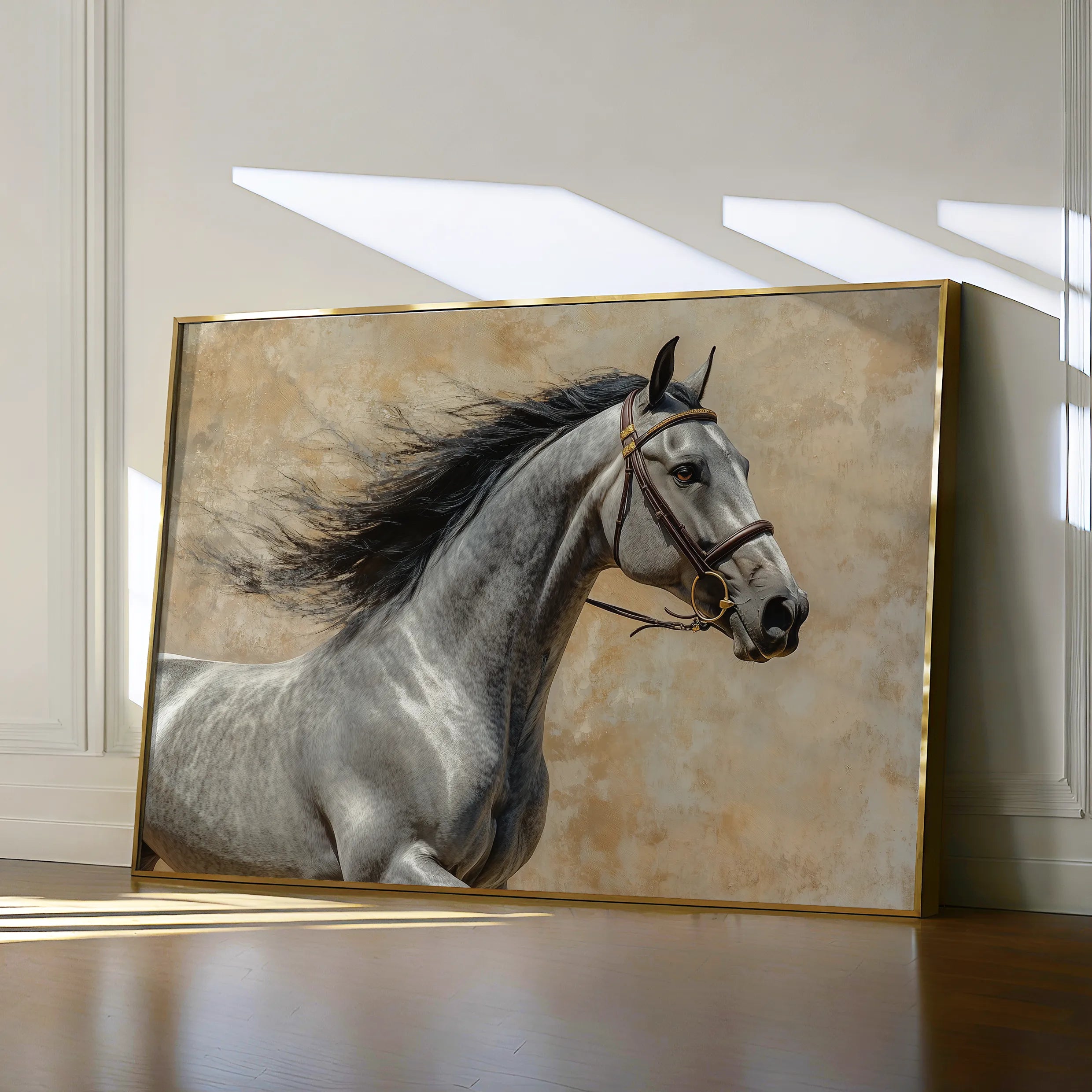 Horses 177 Canvas Art 18" x 24" / 45 x 60 cm / Black