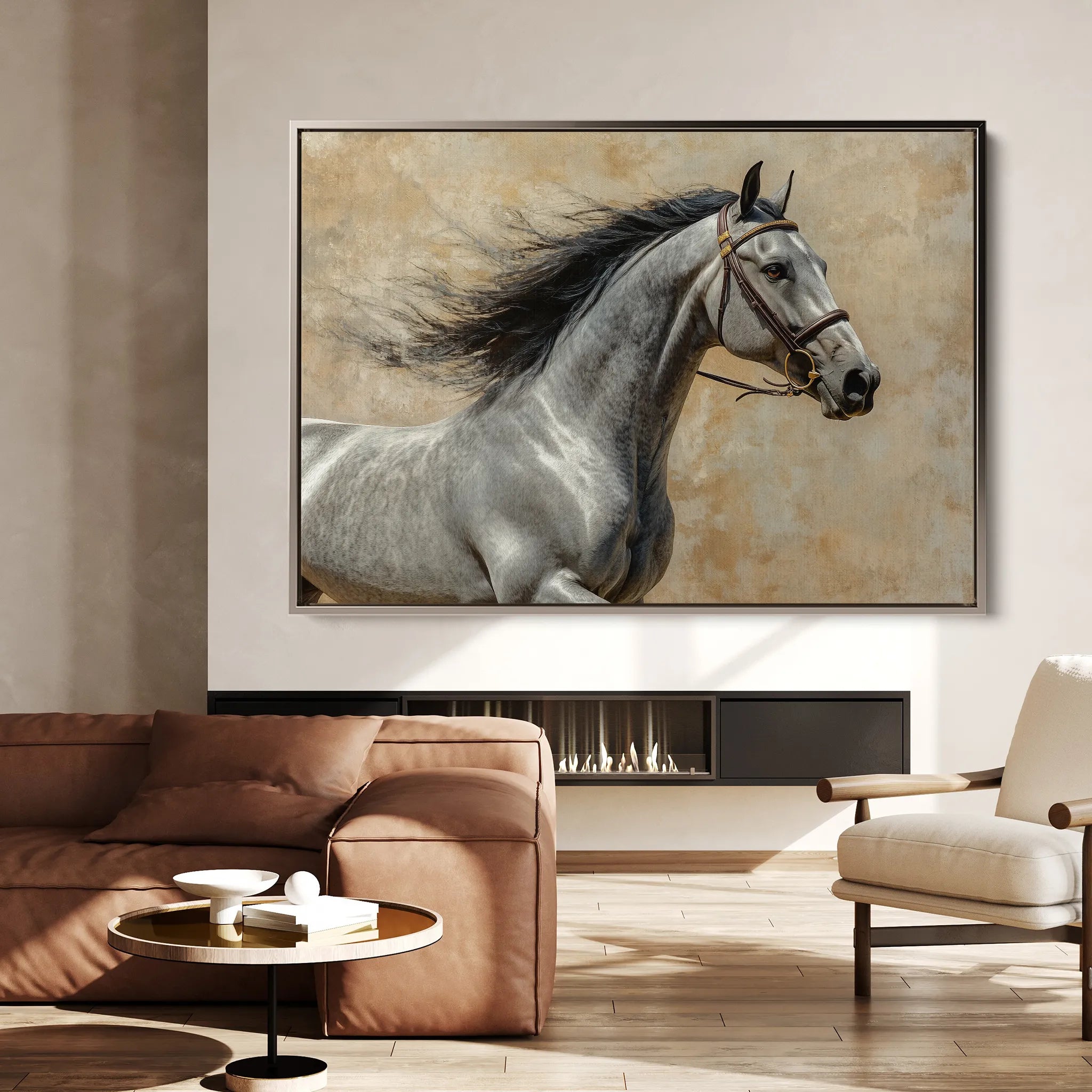 Horses 177 Canvas Art 18" x 24" / 45 x 60 cm / Black