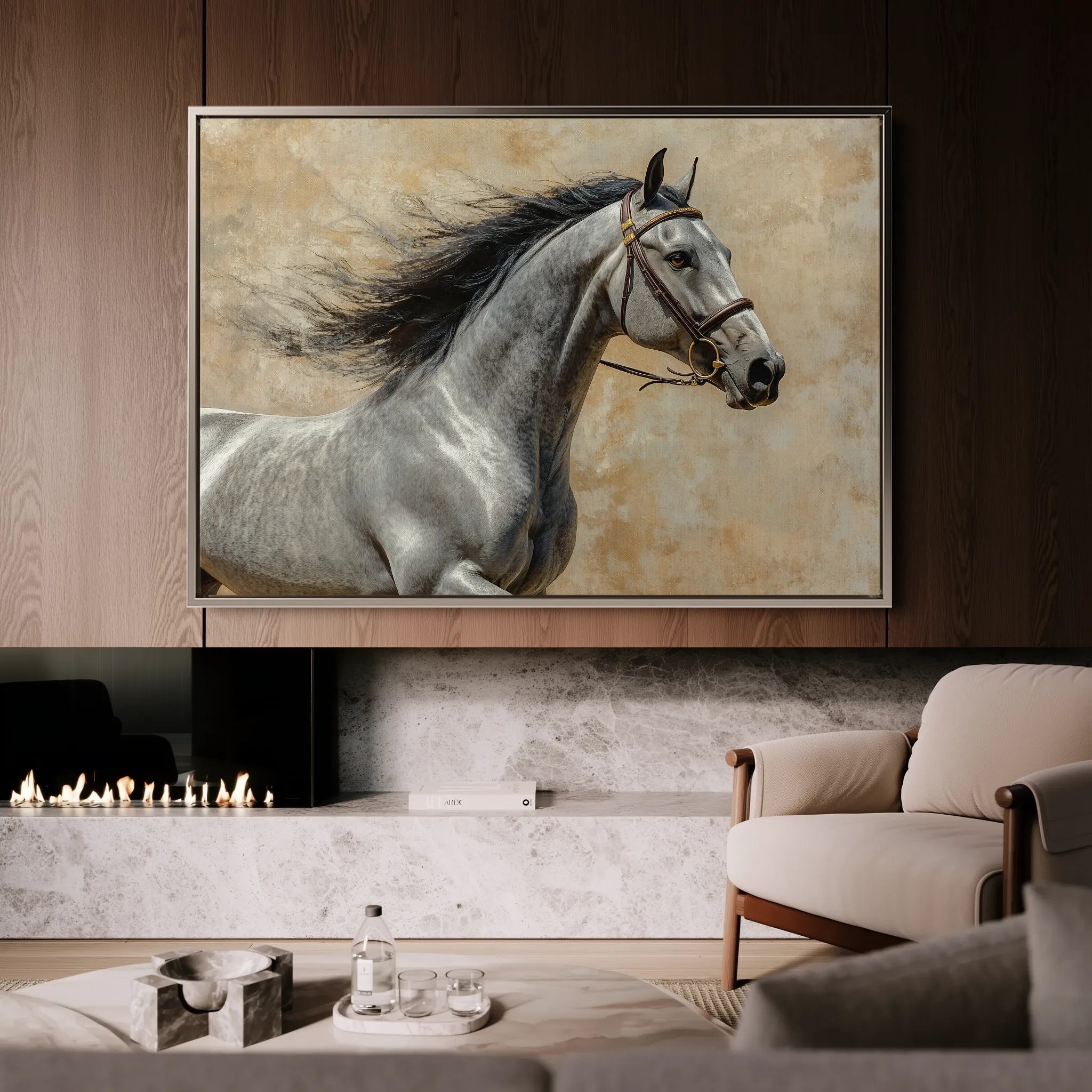 Horses 177 Canvas Art 18" x 24" / 45 x 60 cm / Black