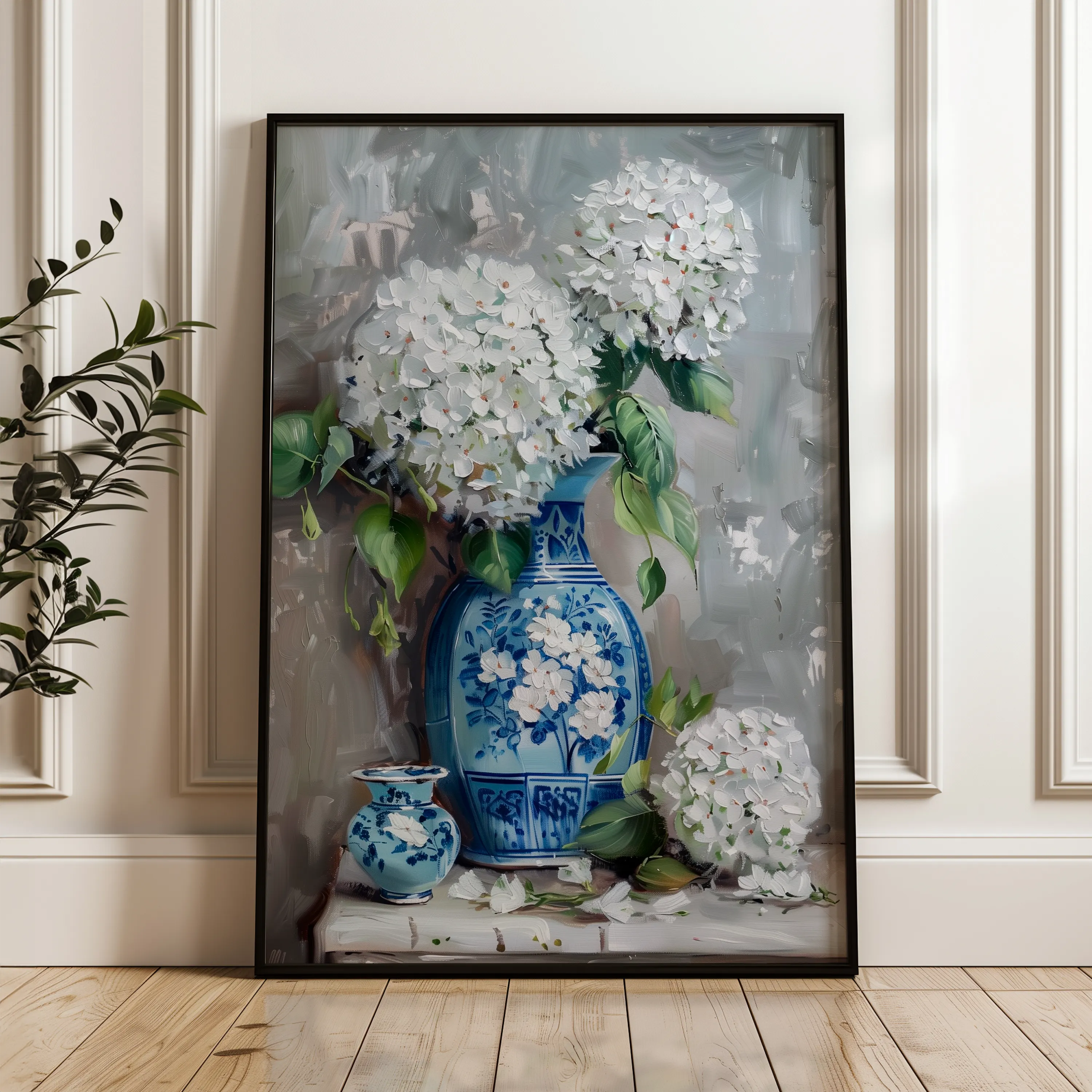 Floral 178 Canvas Art 18" x 24" / 45 x 60 cm / Black