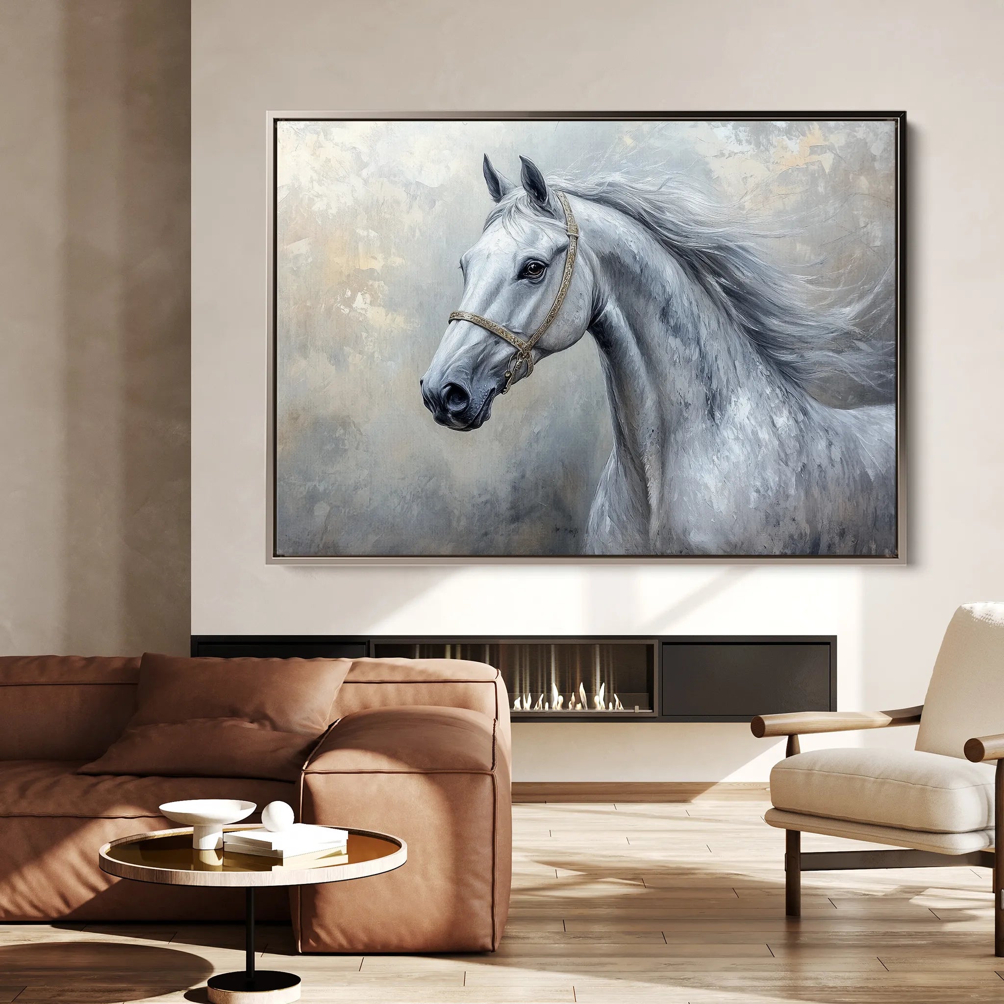 Horses 178 Canvas Art 18" x 24" / 45 x 60 cm / Black