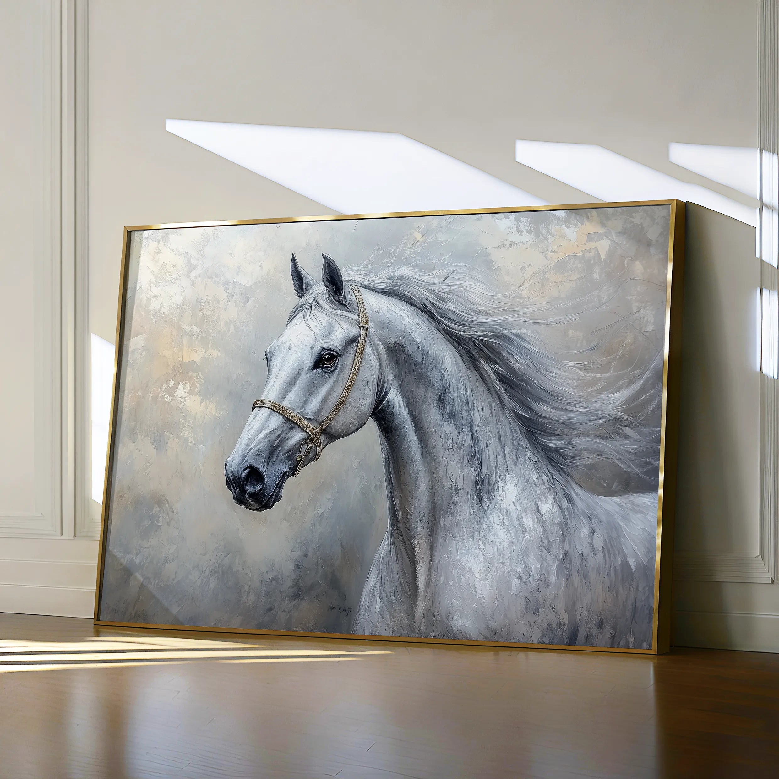 Horses 178 Canvas Art 18" x 24" / 45 x 60 cm / Black