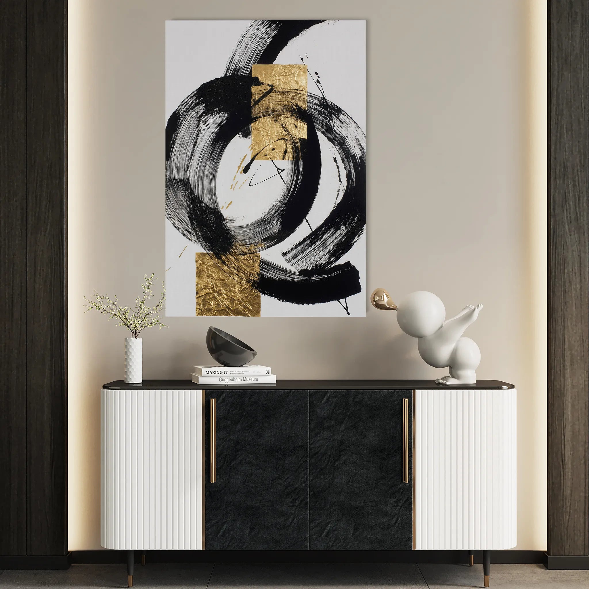 Abstract 1784 Canvas Art 18" x 24" / 45 x 60 cm / Black