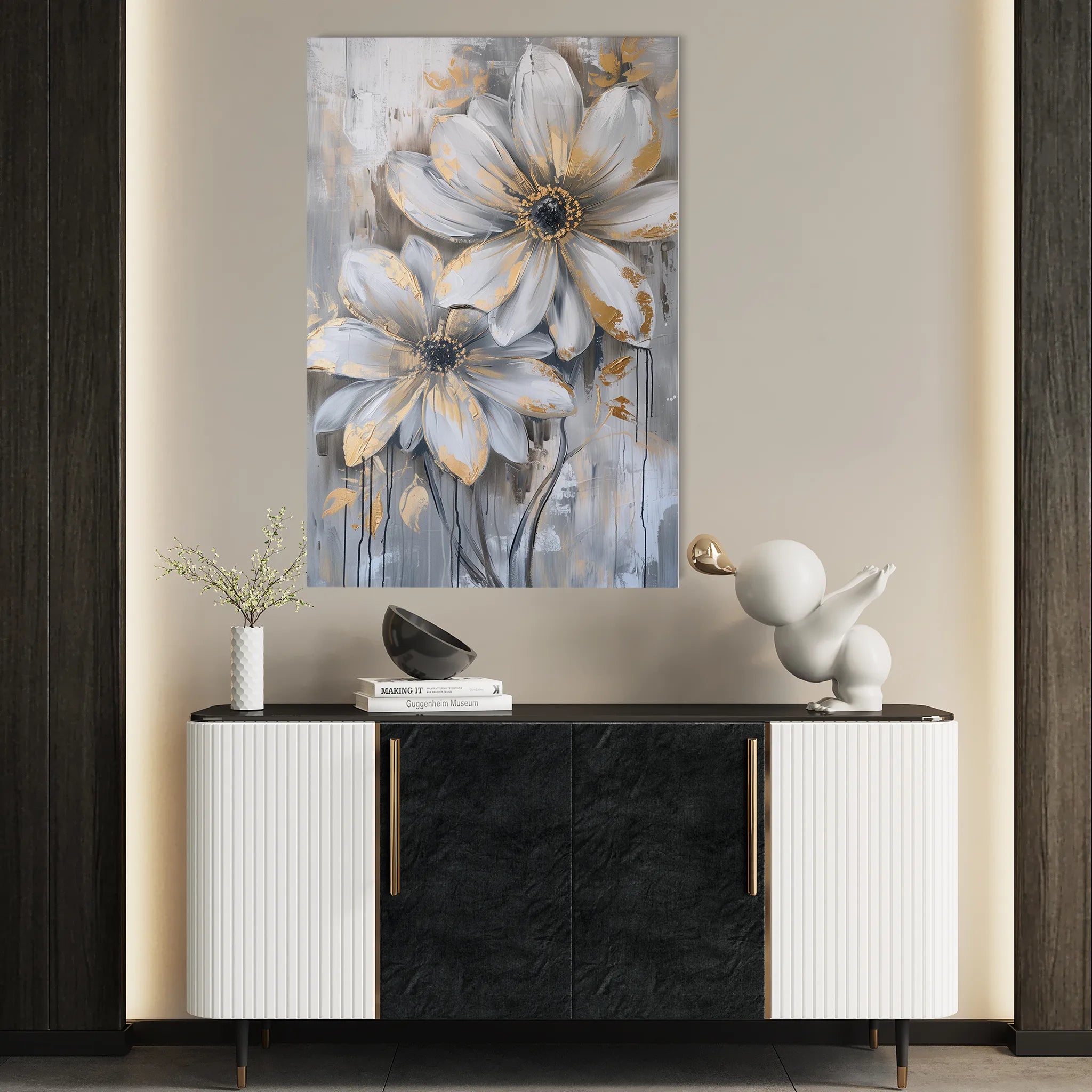 Floral 179 Canvas Art 18" x 24" / 45 x 60 cm / Black