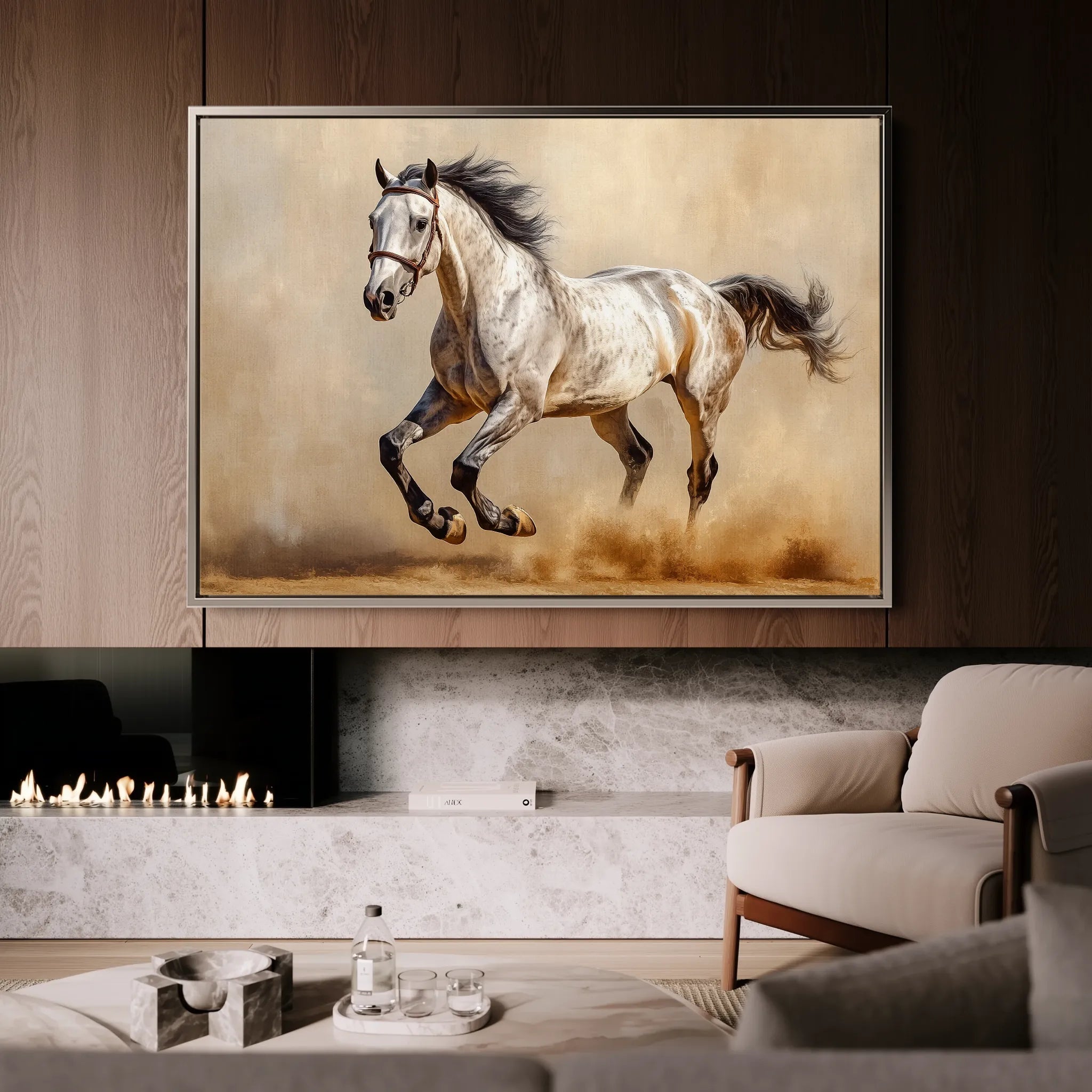 Horses 179 Canvas Art 18" x 24" / 45 x 60 cm / Black