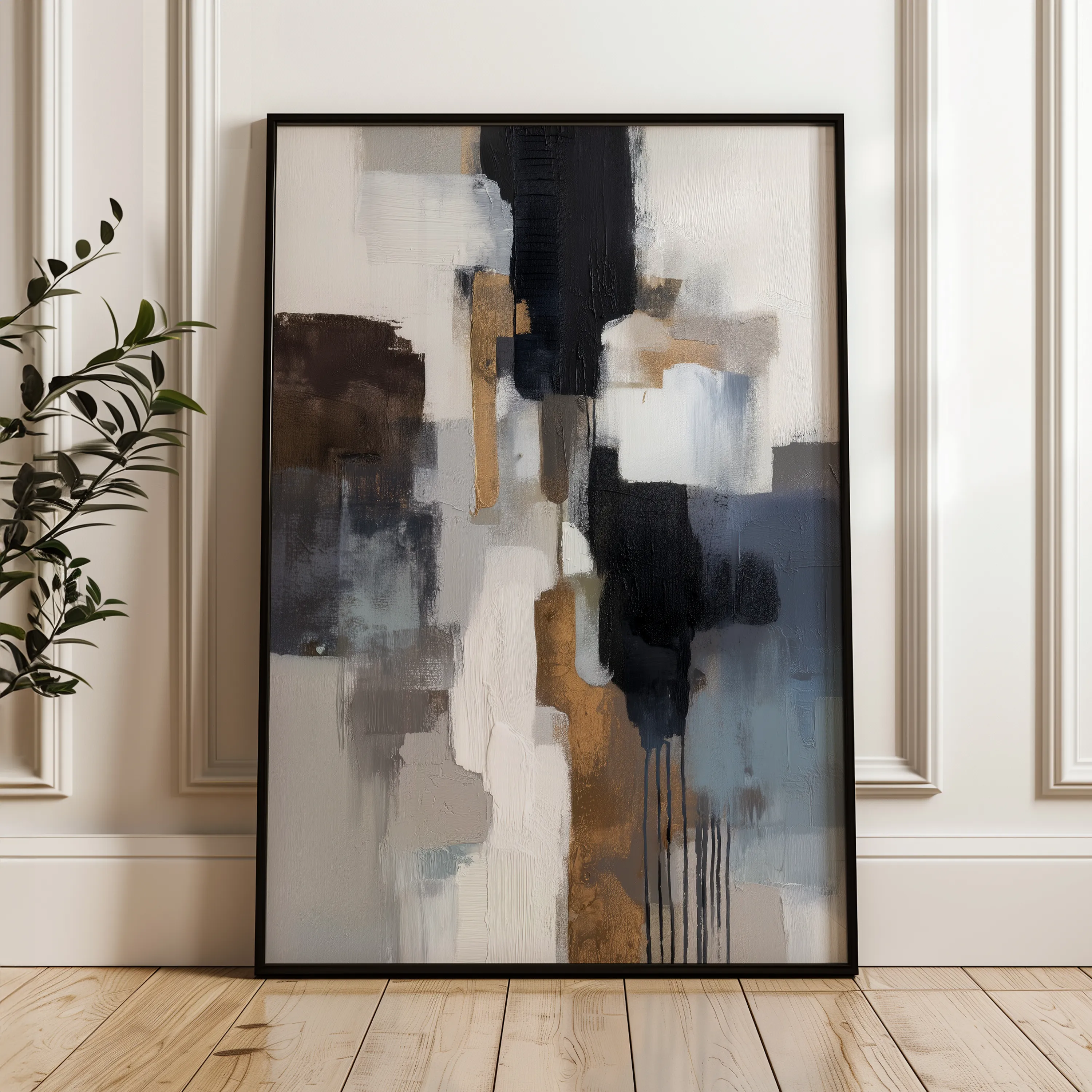 Abstract 1793 Canvas Art 18" x 24" / 45 x 60 cm / Black