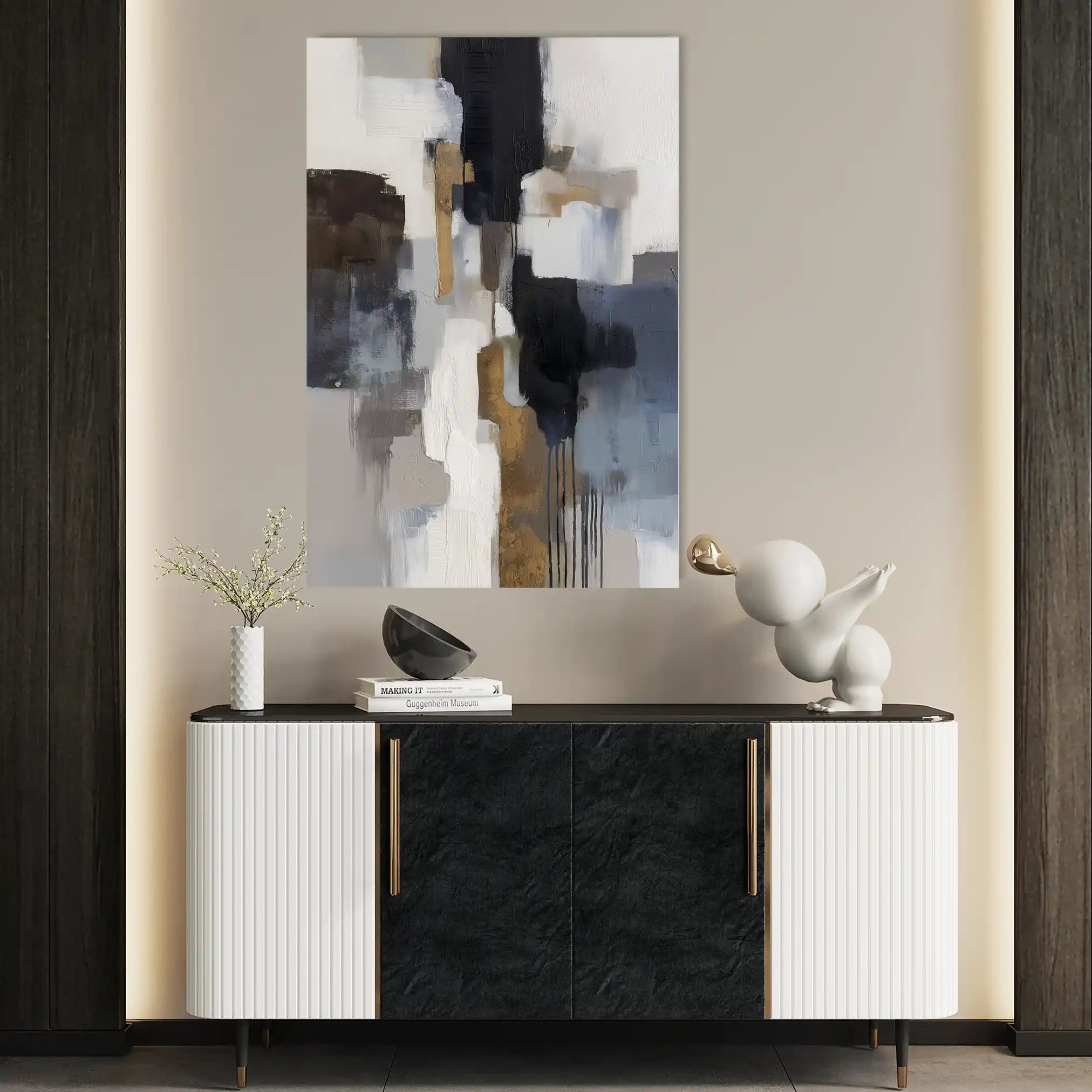Abstract 1793 Canvas Art 18" x 24" / 45 x 60 cm / Black