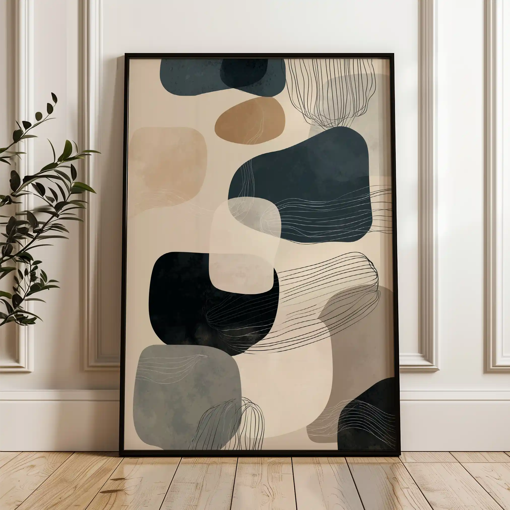 Abstract 1794 Canvas Art 18" x 24" / 45 x 60 cm / Black