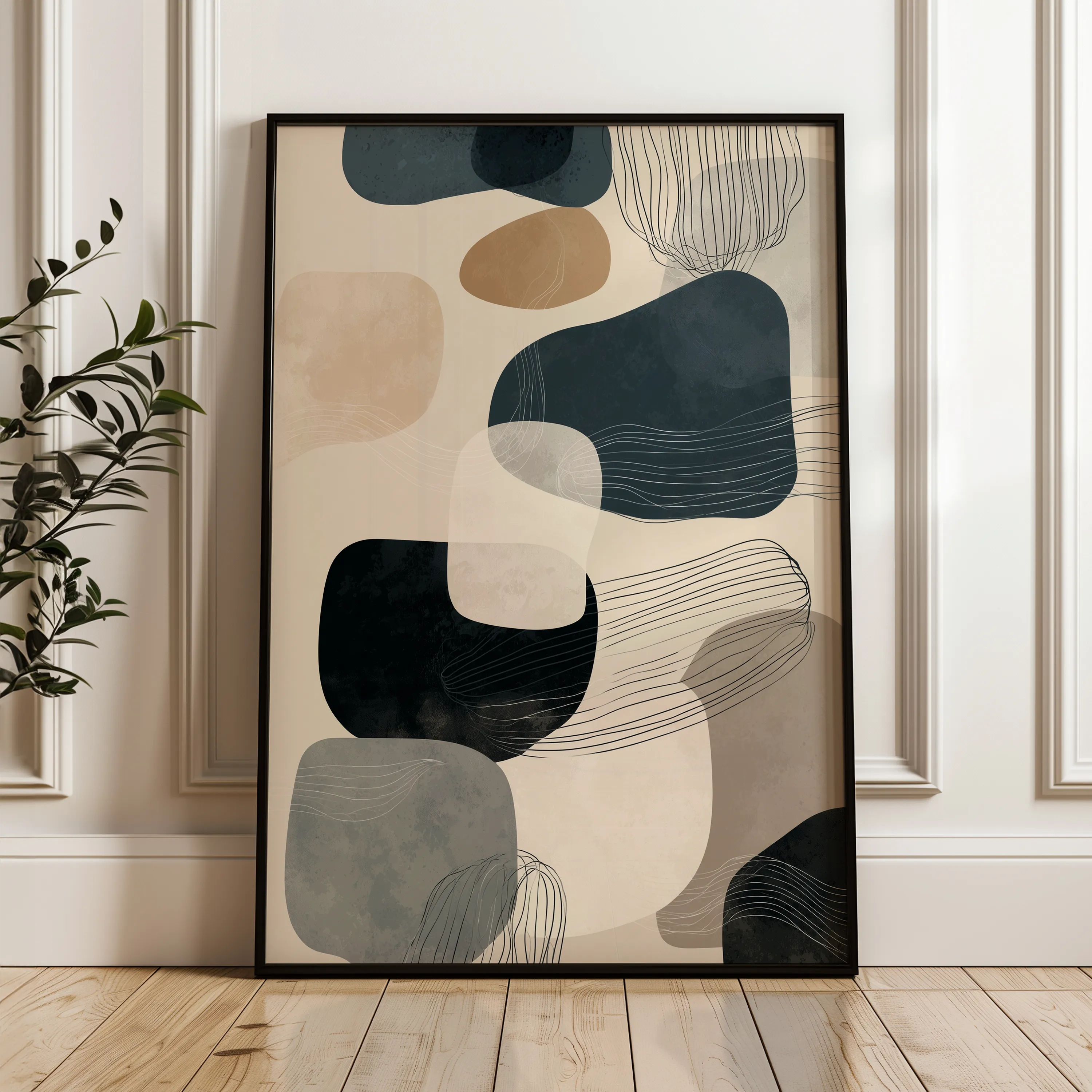 Abstract 1794 Canvas Art 18" x 24" / 45 x 60 cm / Black