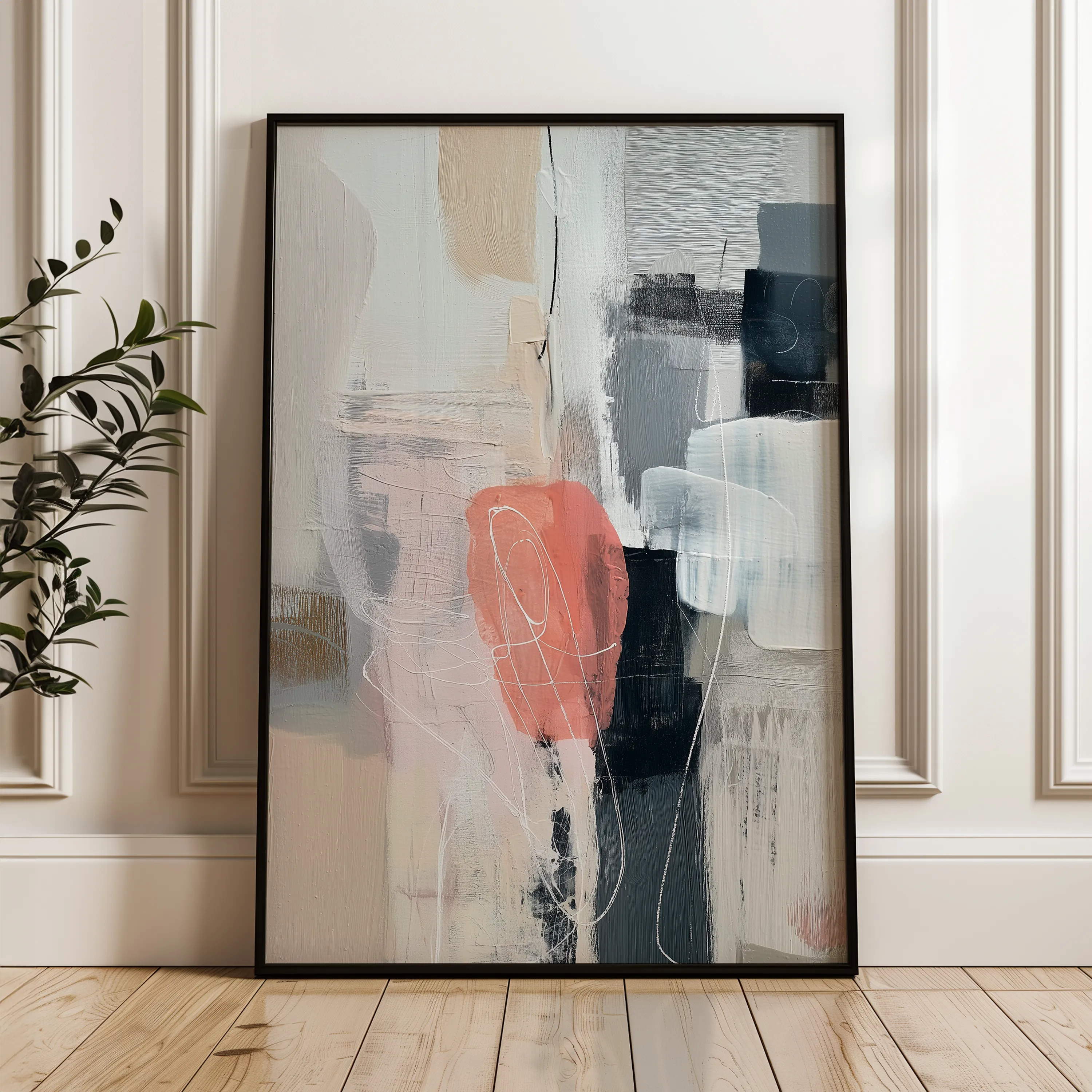 Abstract 1796 Canvas Art 18" x 24" / 45 x 60 cm / Black