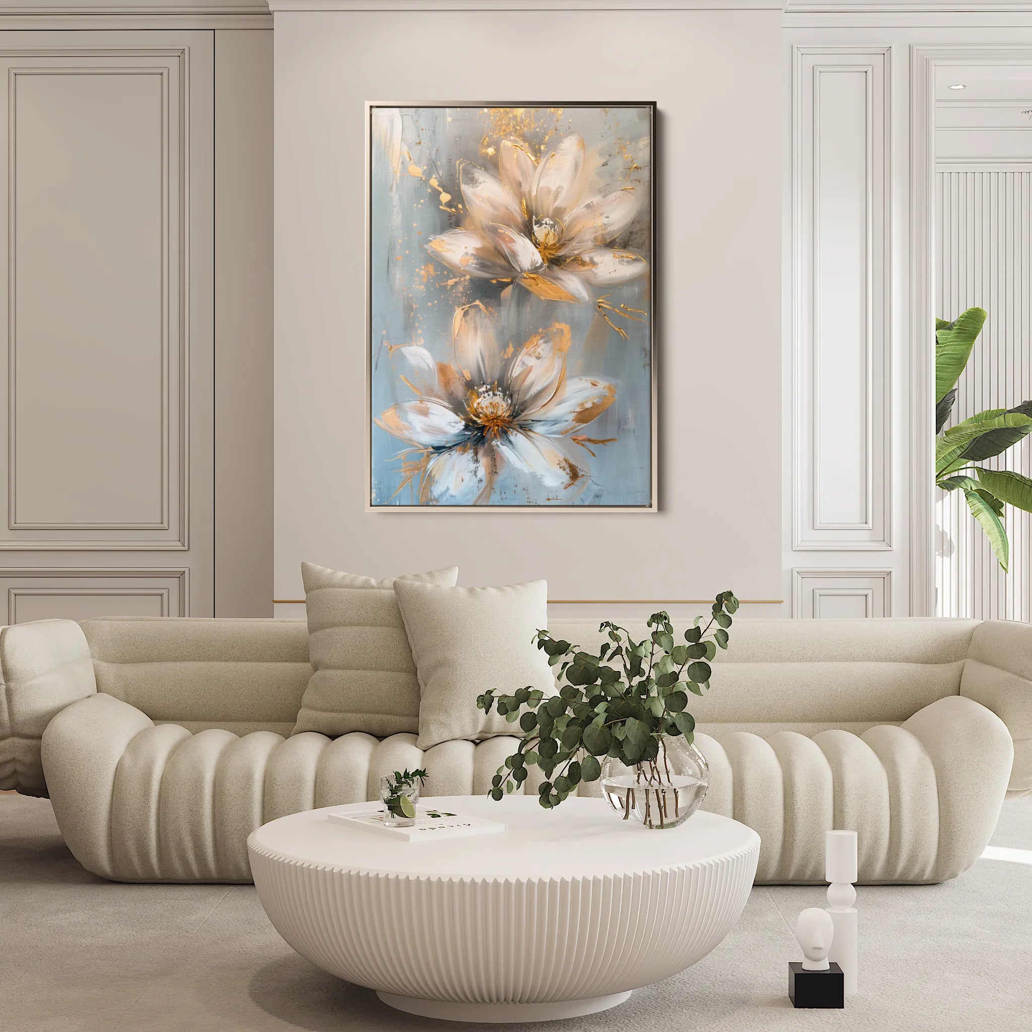 Floral 180 Canvas Art 18" x 24" / 45 x 60 cm / Black