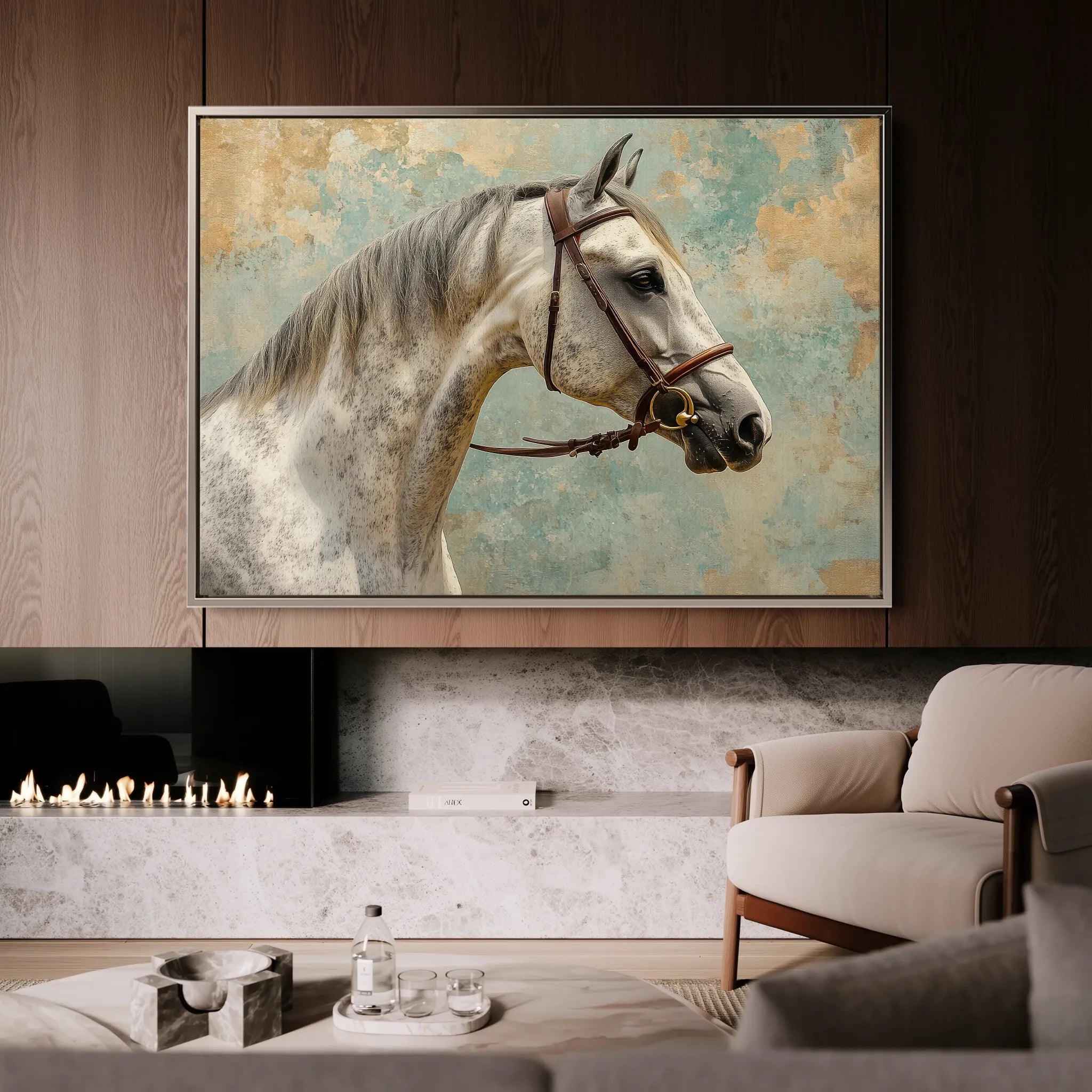 Horses 180 Canvas Art 18" x 24" / 45 x 60 cm / Black