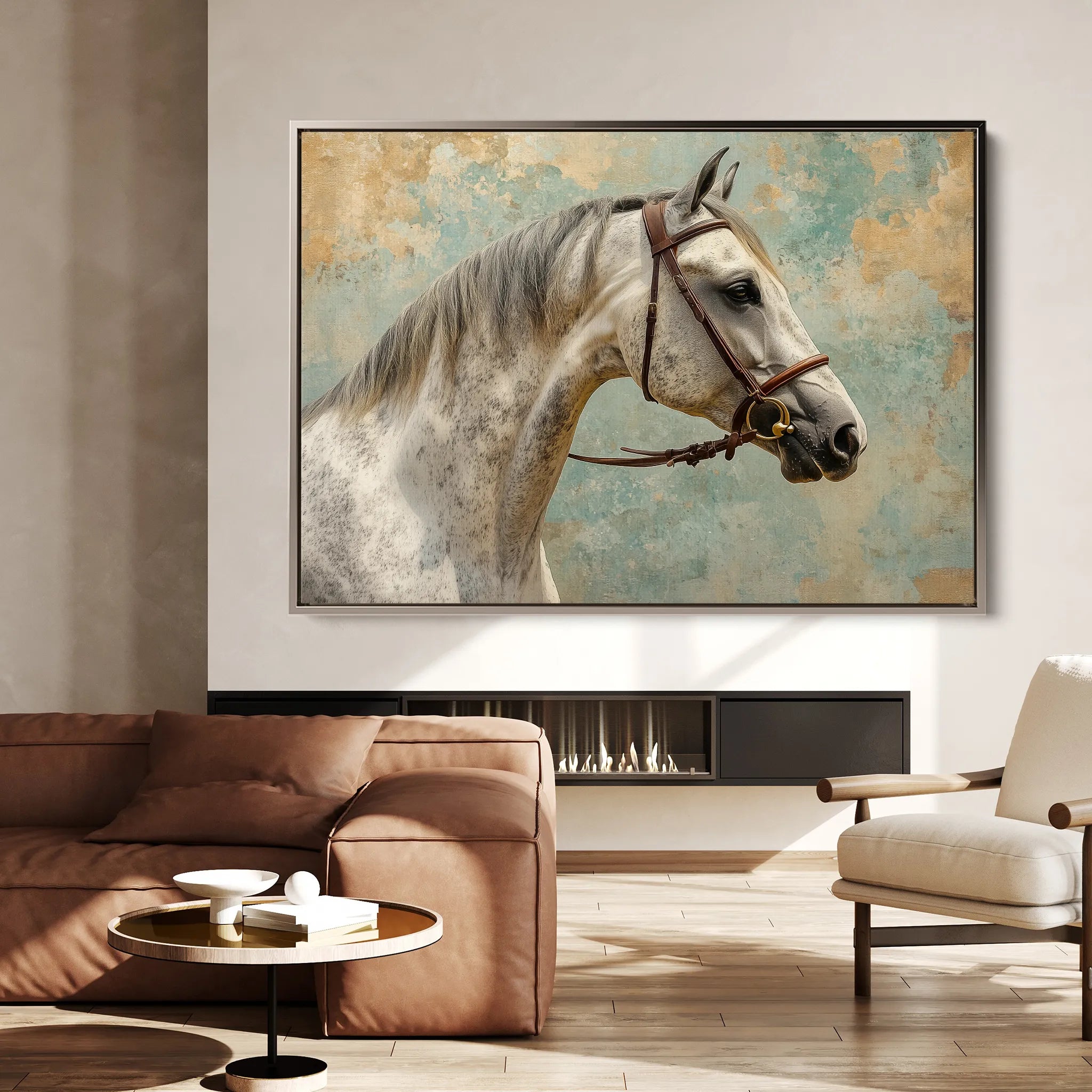 Horses 180 Canvas Art 18" x 24" / 45 x 60 cm / Black